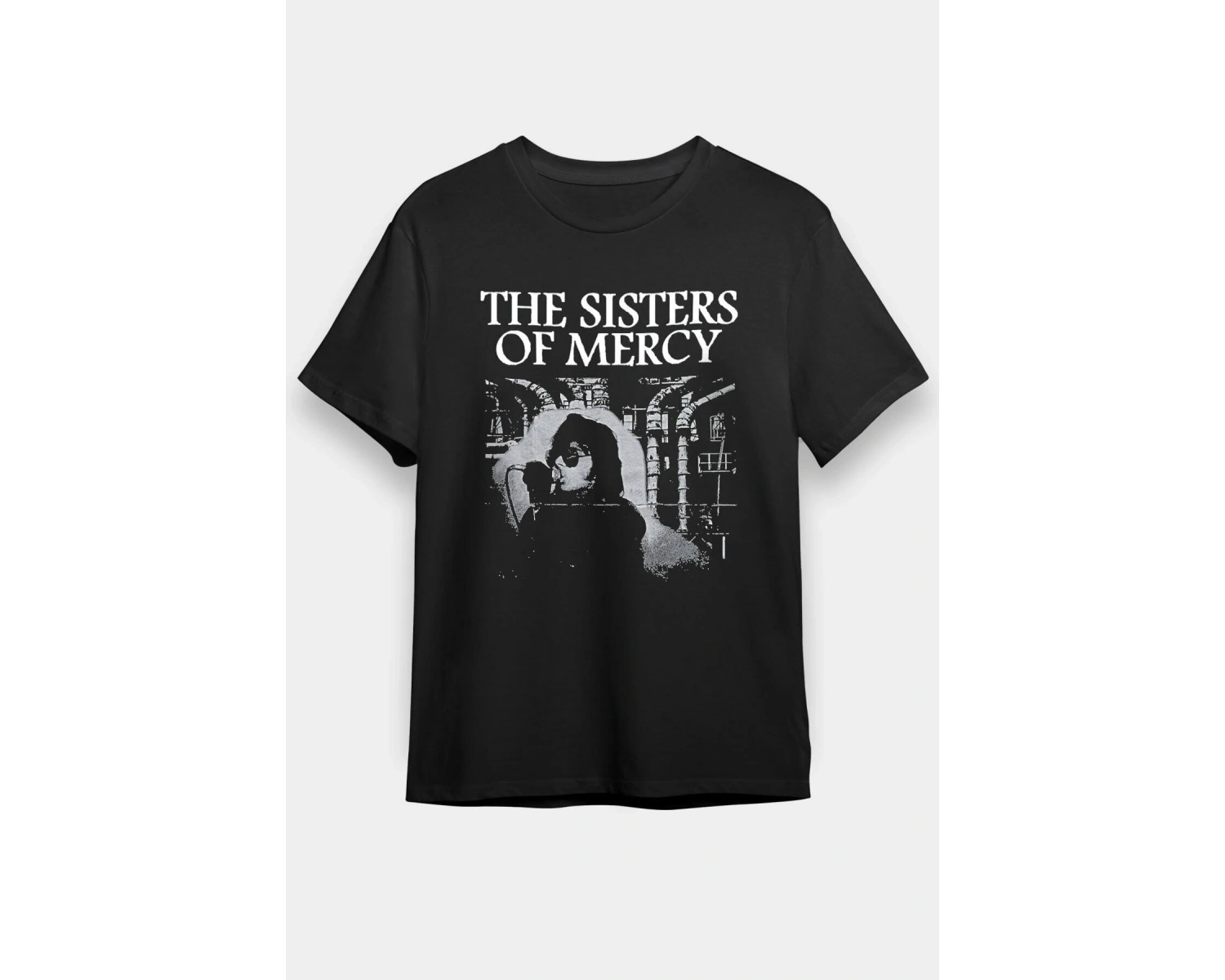 Ko Buta Sisters Of Mercy Baskılı Unisex Siyah Tişört - Tshirt T58311