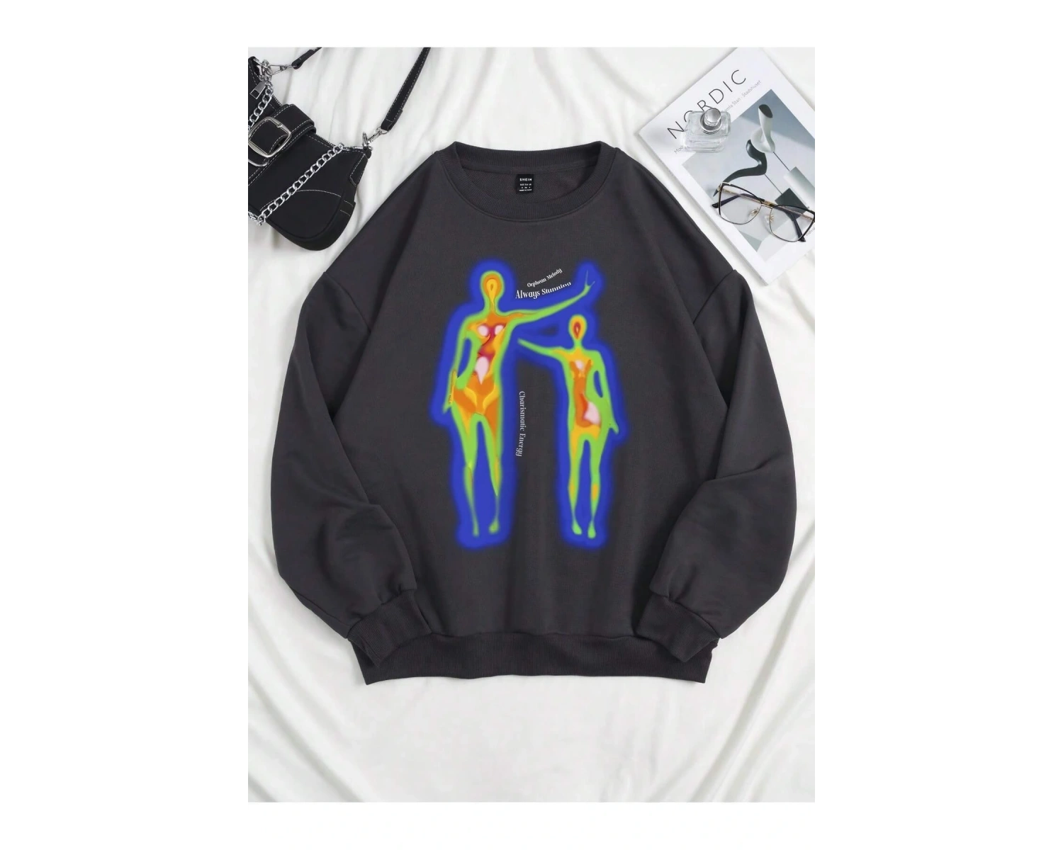 KOD ADR-SHEN Coolane Body Heat Map Print Drop Shoulder Sweatshirt Gri
