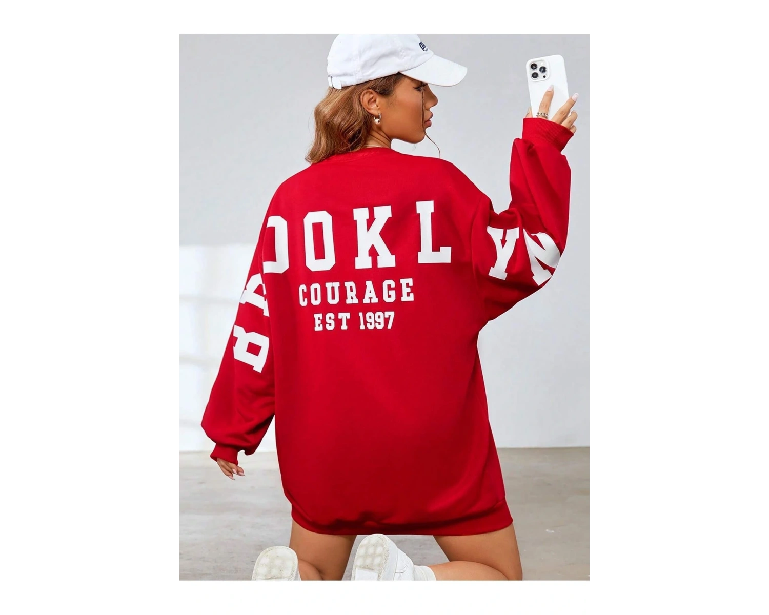KOD ADR-SHEN Coolane Dopamine Dressing Letter Graphic Drop Shoulder Sweatshirt Dress