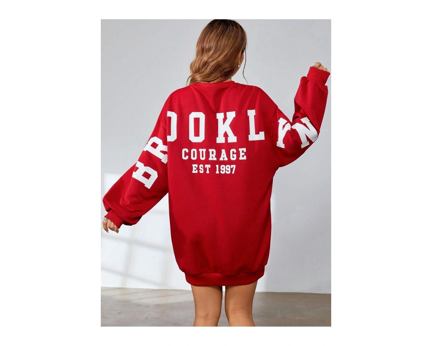 KOD ADR-SHEN Coolane Dopamine Dressing Letter Graphic Drop Shoulder Sweatshirt Dress