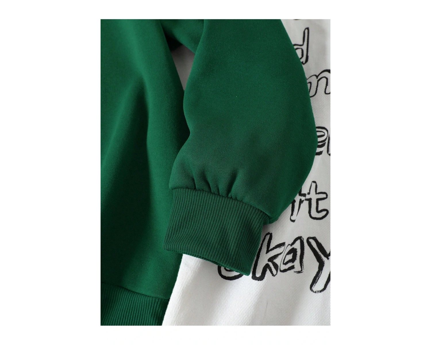 KOD ADR-SHEN EZwear Cartoon Graphic Lined Sweatshirt Yeşil