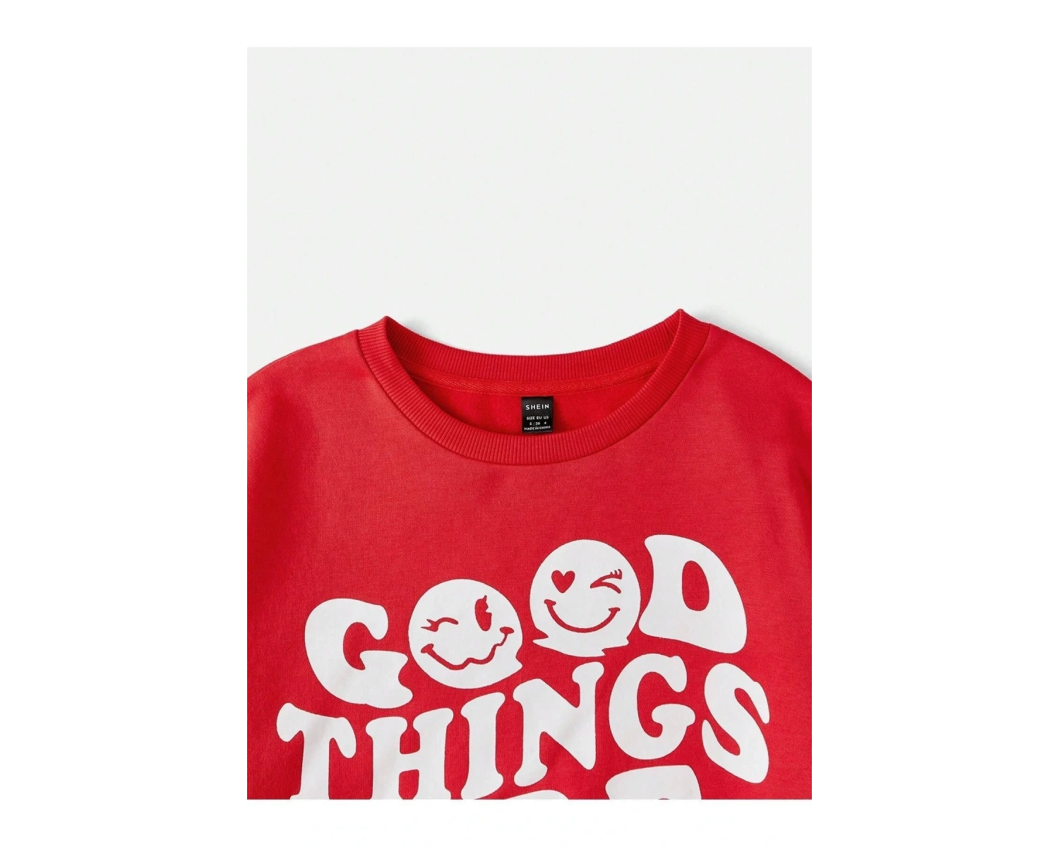 KOD ADR-SHEN EZwear Dopamine Dressing Slogan & Cartoon Face Print Drop Shoulder Sweatshirt