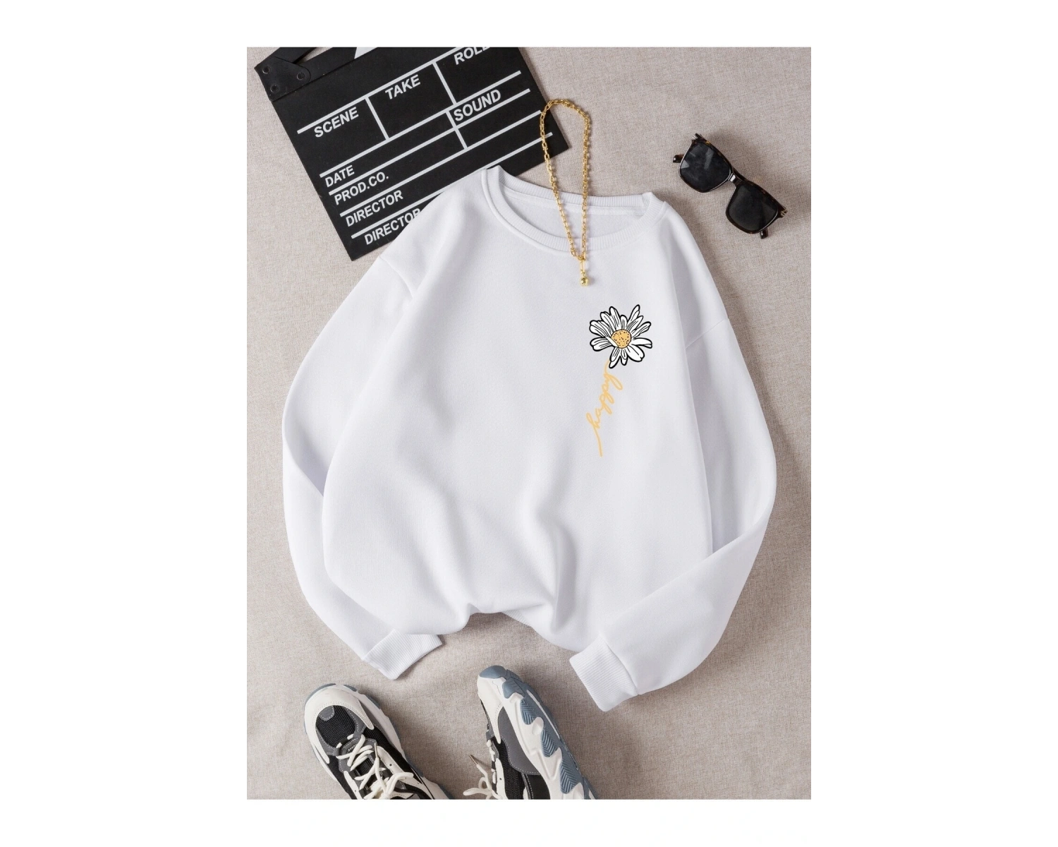 KOD ADR-SHEN EZwear Floral And Letter Graphic Thermal Lined Sweatshirt