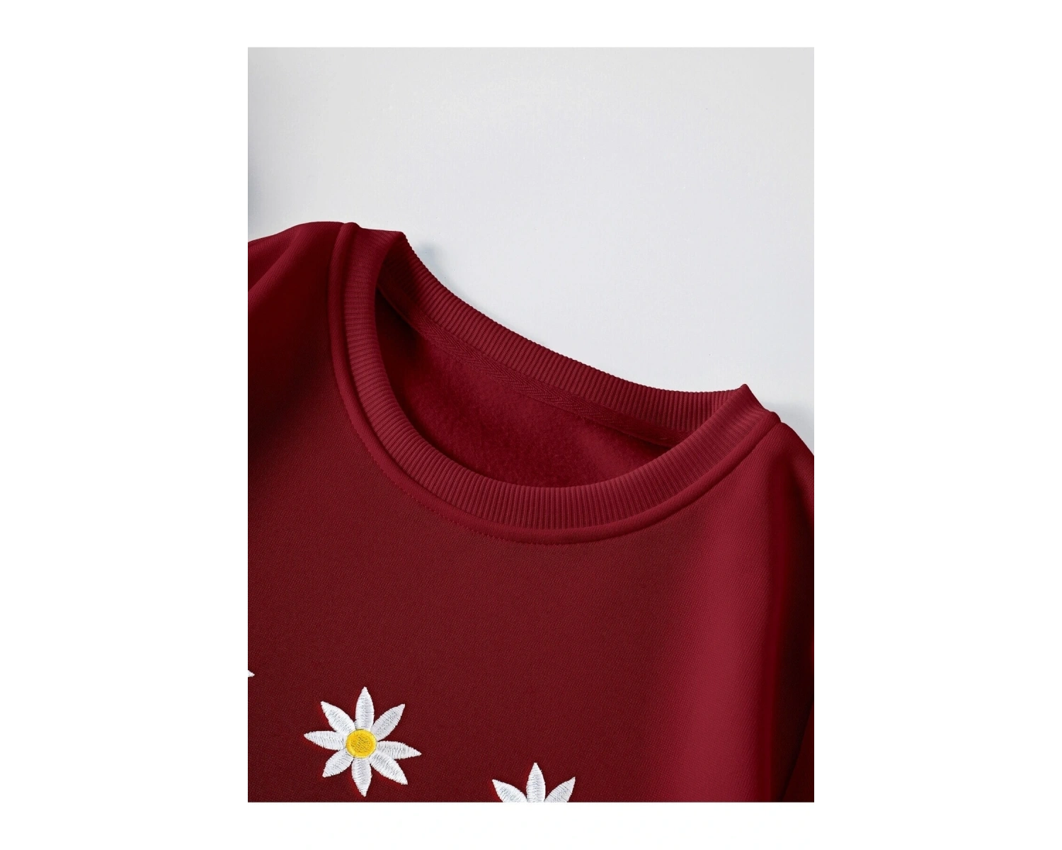 KOD ADR-SHEN EZwear Floral Embroidery Thermal Lined Sweatshirt