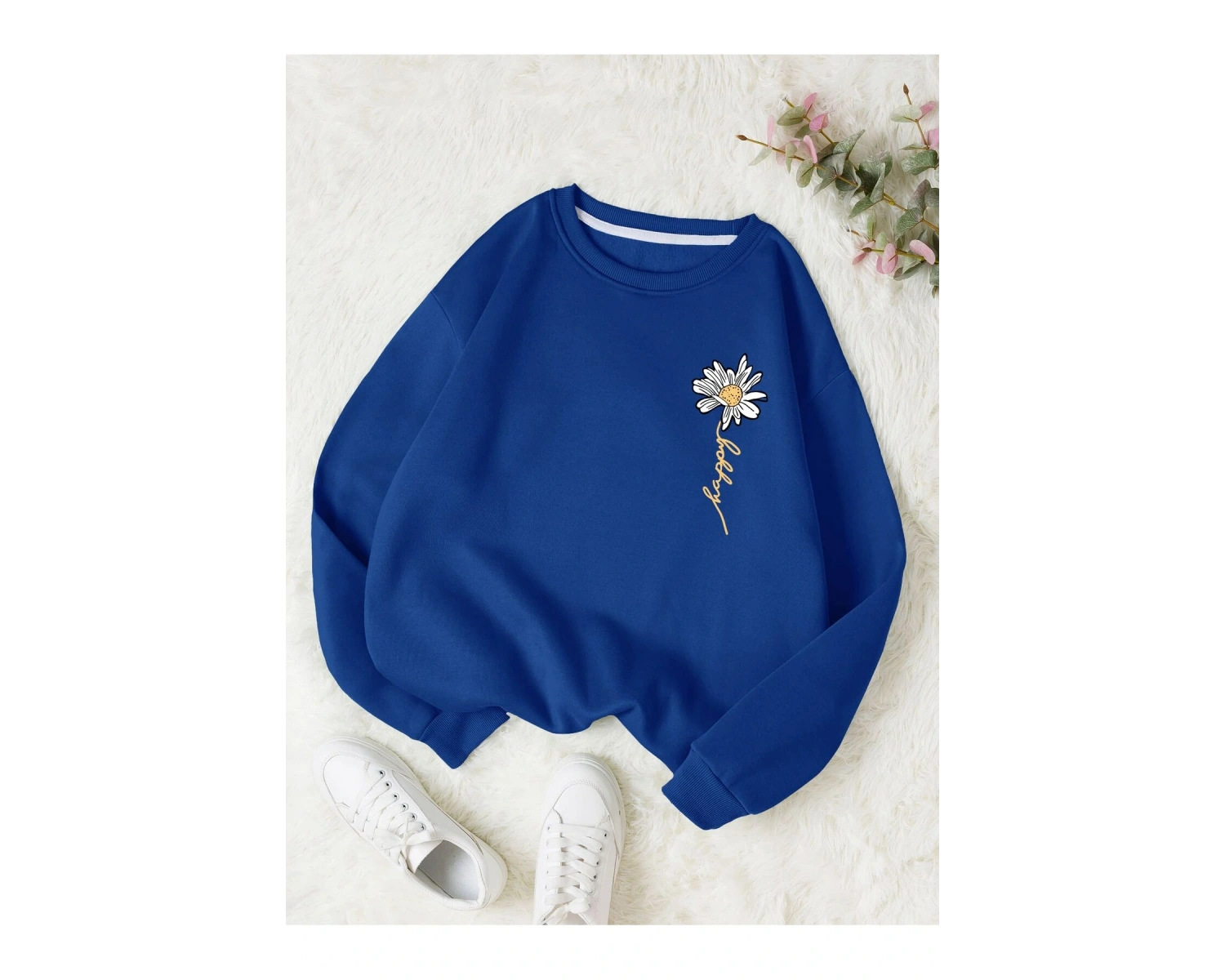 KOD ADR-SHEN EZwear Floral & Letter Graphic Thermal Lined Sweatshirt