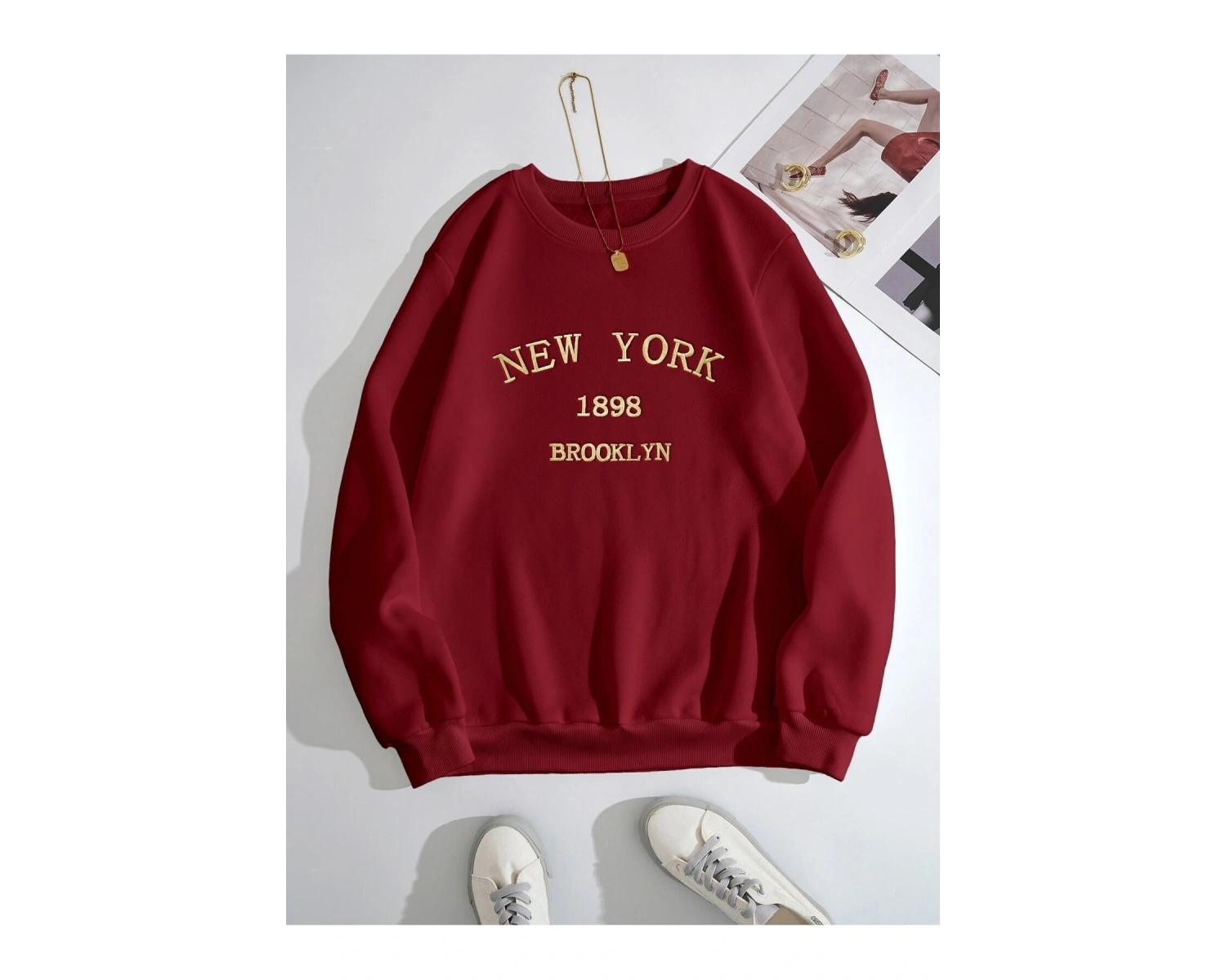 KOD ADR-SHEN EZwear Letter Graphic Thermal Lined Sweatshirt