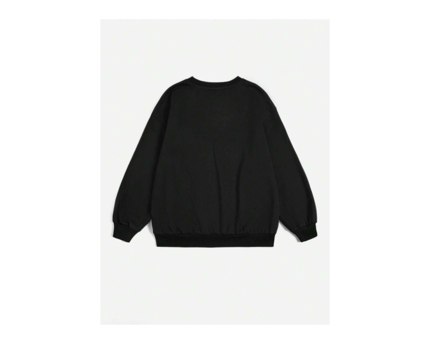 KOD ADR-SHEN EZwear Rhinestone Skeleton Finger Pattern Drop Shoulder Sweatshirt Siyah