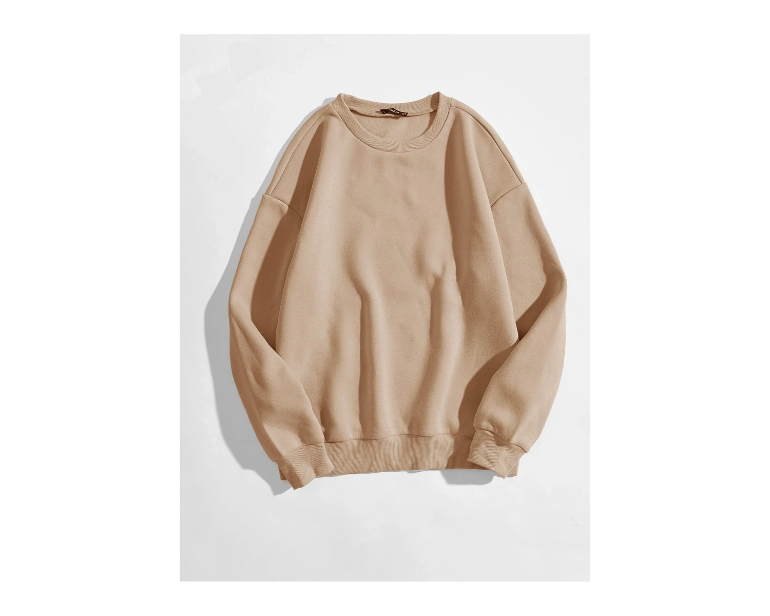 KOD ADR-SHEN EZwear Solid Round Neck Sweatshirt Bej