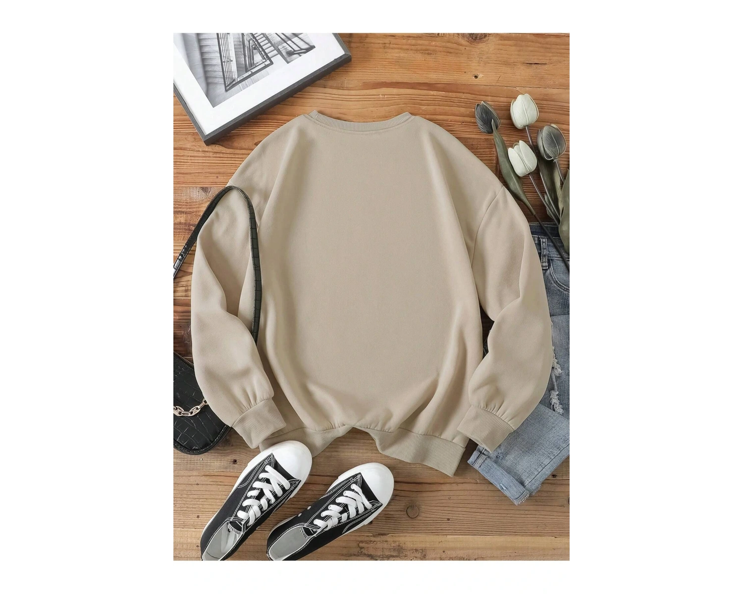 KOD ADR-SHEN LUNE Cattle & Letter Graphic Thermal Lined Sweatshirt