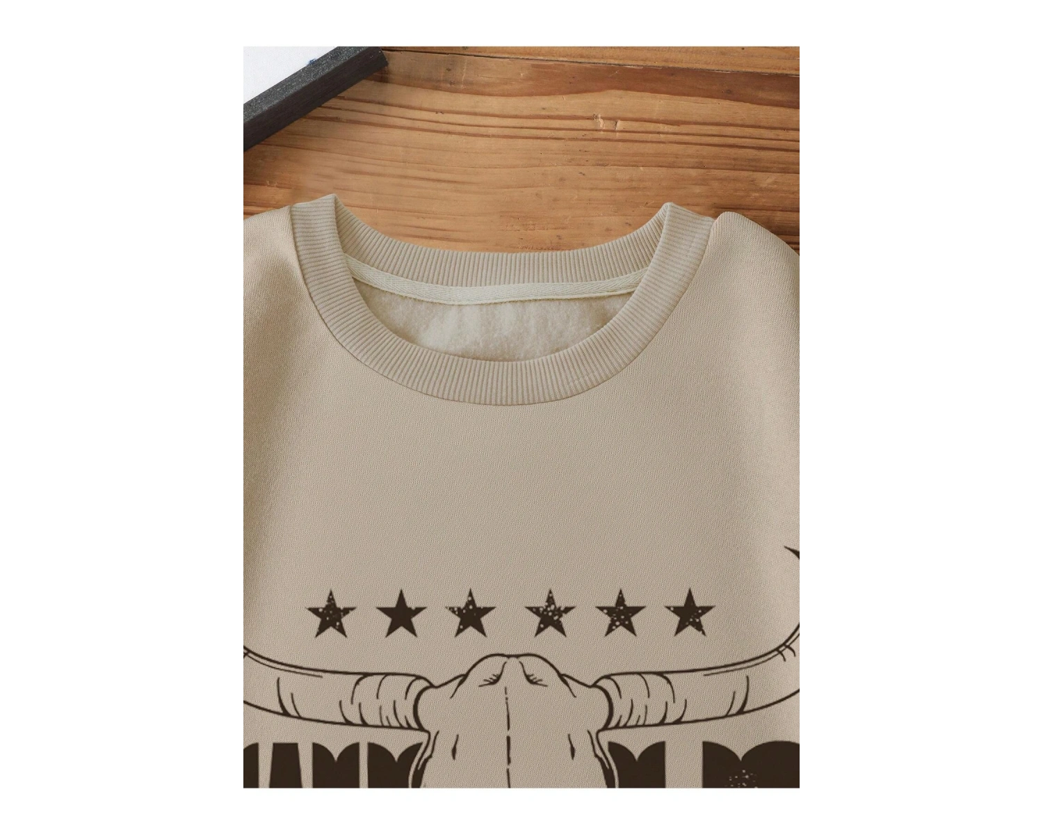 KOD ADR-SHEN LUNE Cattle & Letter Graphic Thermal Lined Sweatshirt