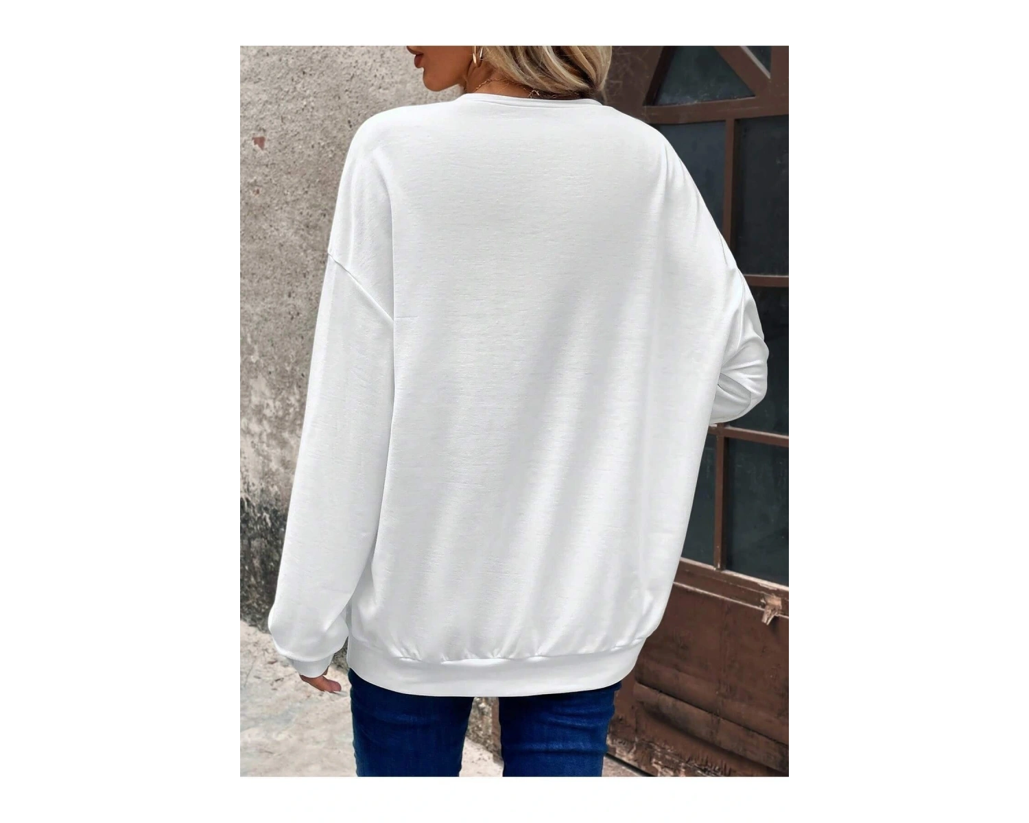 KOD ADR-SHEN LUNE Figure Graphic Drop Shoulder Sweatshirt Beyaz