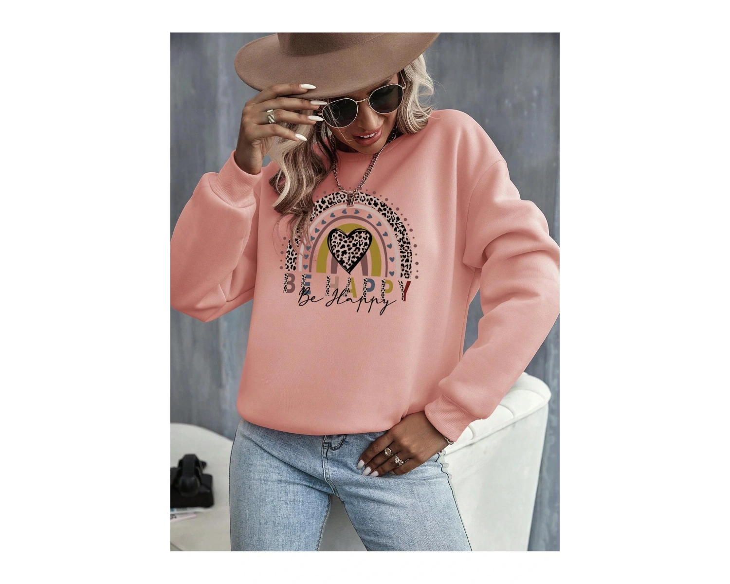KOD ADR-SHEN LUNE Heart And Letter Graphic Drop Shoulder Sweatshirt