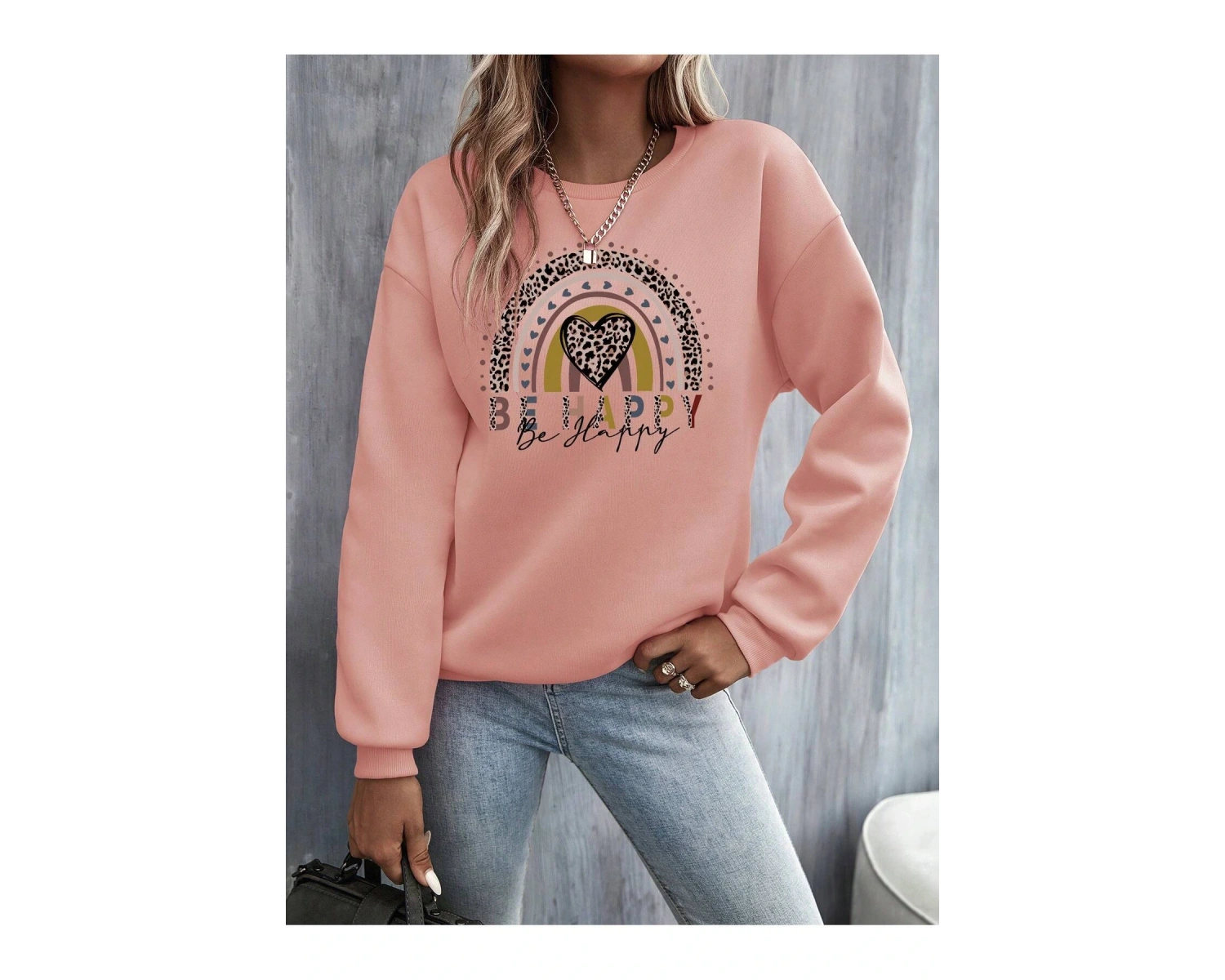KOD ADR-SHEN LUNE Heart And Letter Graphic Drop Shoulder Sweatshirt