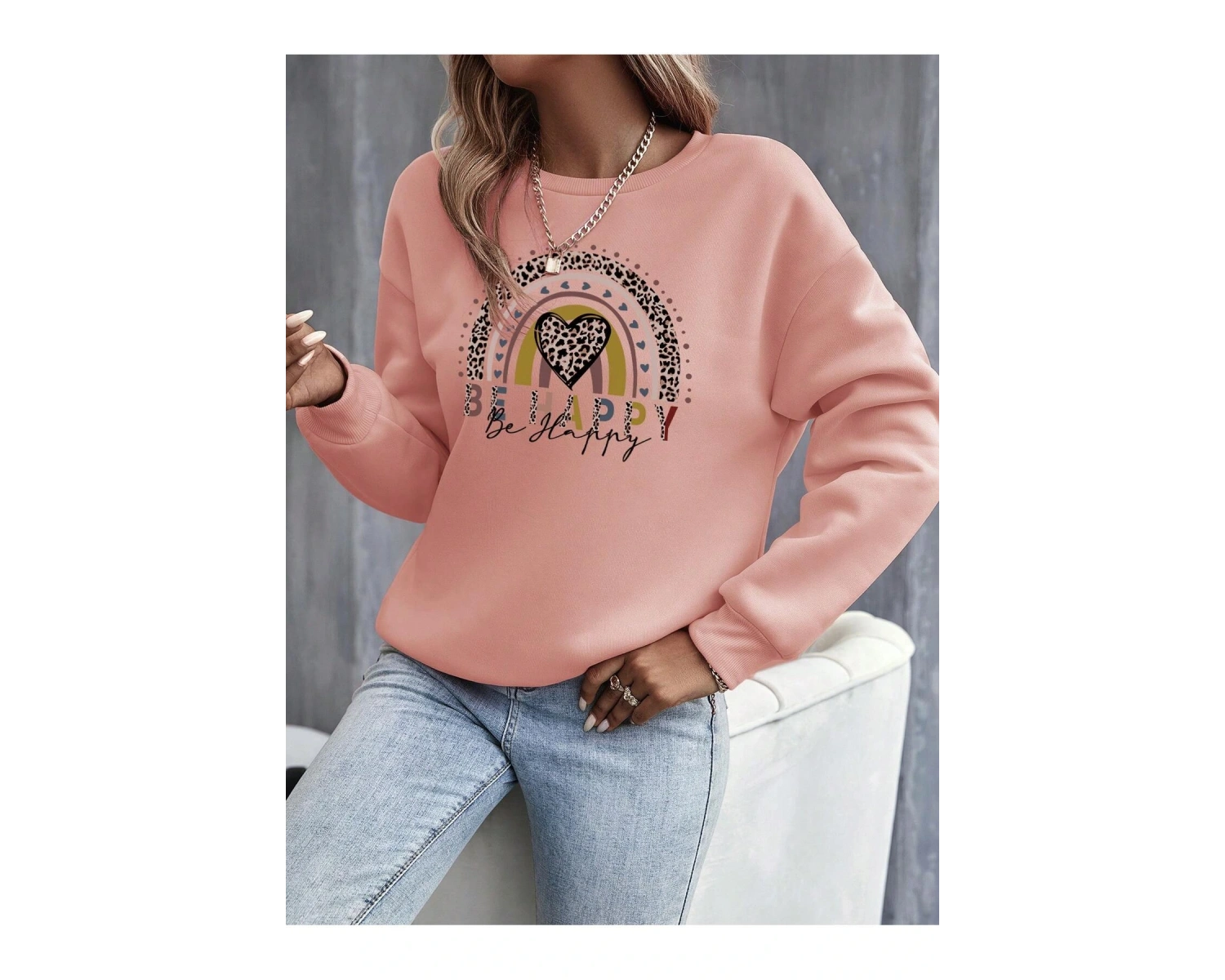 KOD ADR-SHEN LUNE Heart And Letter Graphic Drop Shoulder Sweatshirt