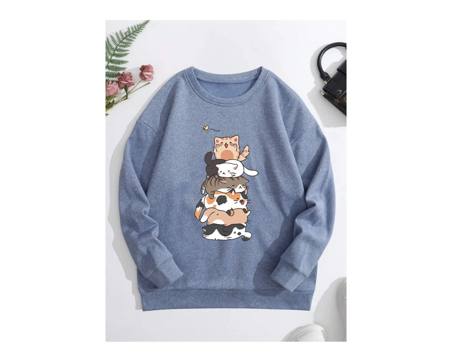 KOD ADR-SHEN Qutie Cartoon Graphic Thermal Lined Sweatshirt