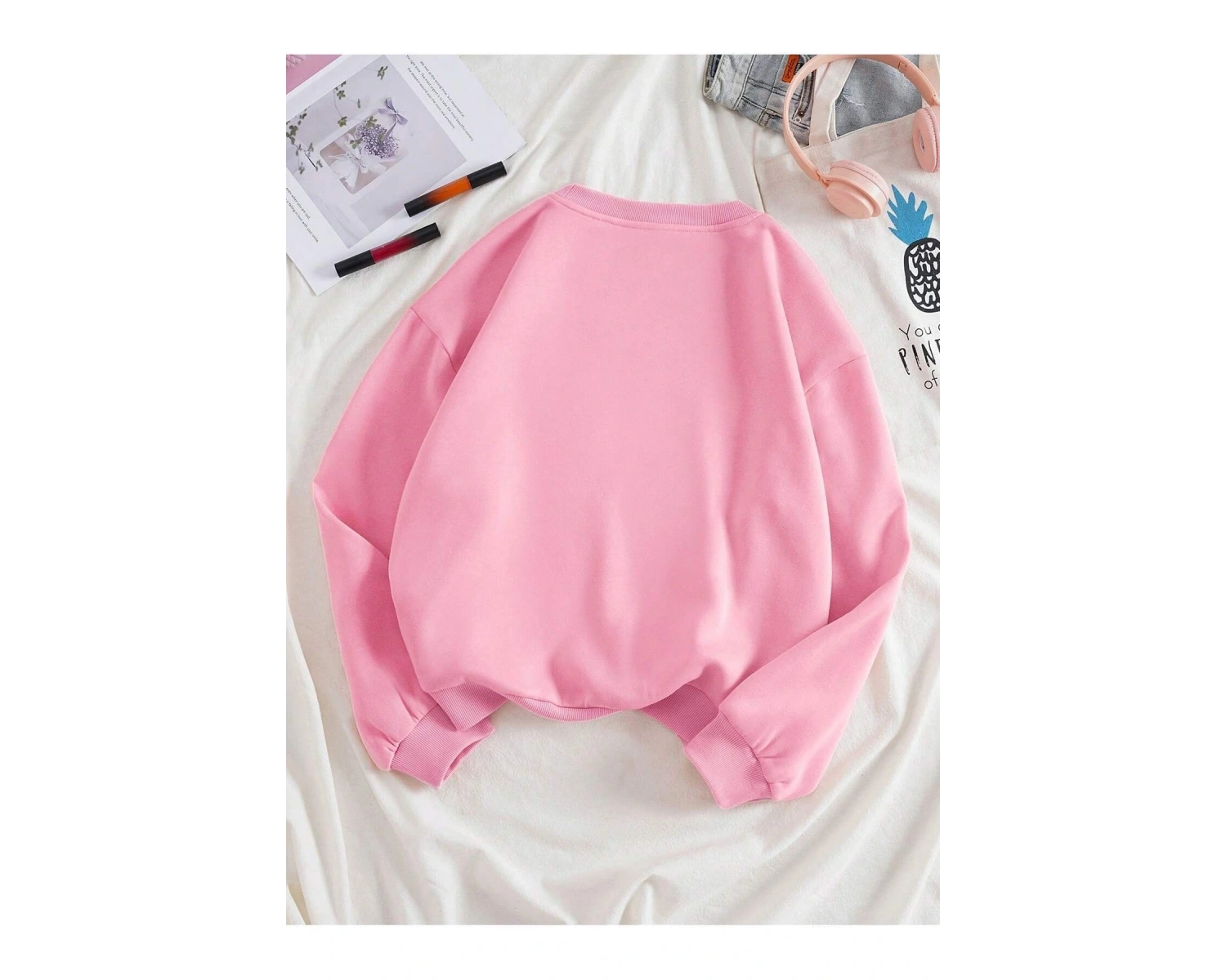 KOD ADR-SHEN Qutie Letter Graphic Thermal Lined Sweatshirt