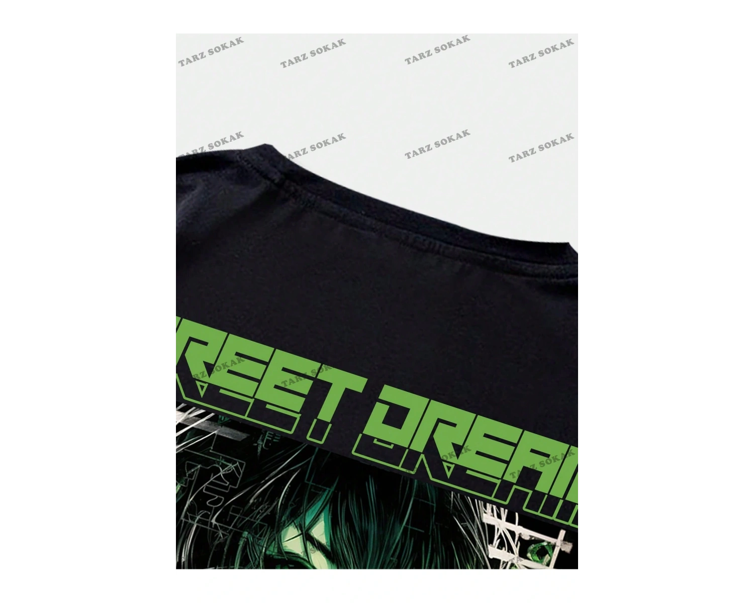 KOD Trend Anime Erkekler Beyaz Karikatür Baskılı Sırt Tasarımlı Kısa Kollu Tişört