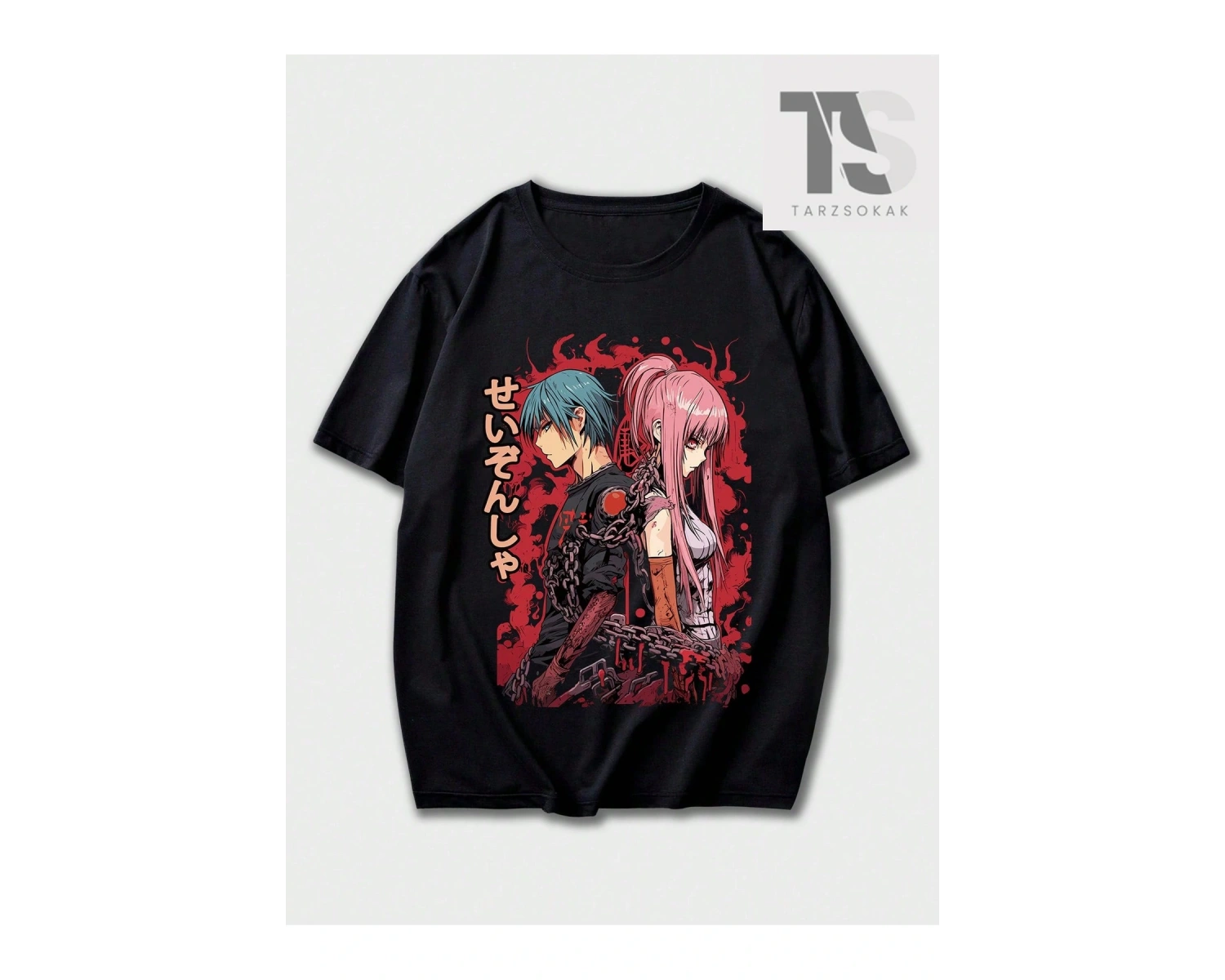 KOD Trend Anime Erkekler Japon Harf ve Şekil Grafik Tişört