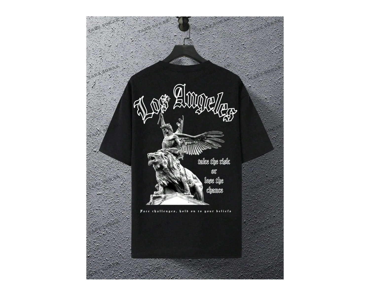 KOD Trend EMRG Erkek Büyük Beden Düşük Omuzlu Tişört Çizgi Film Karakteri ve Harf Baskılı