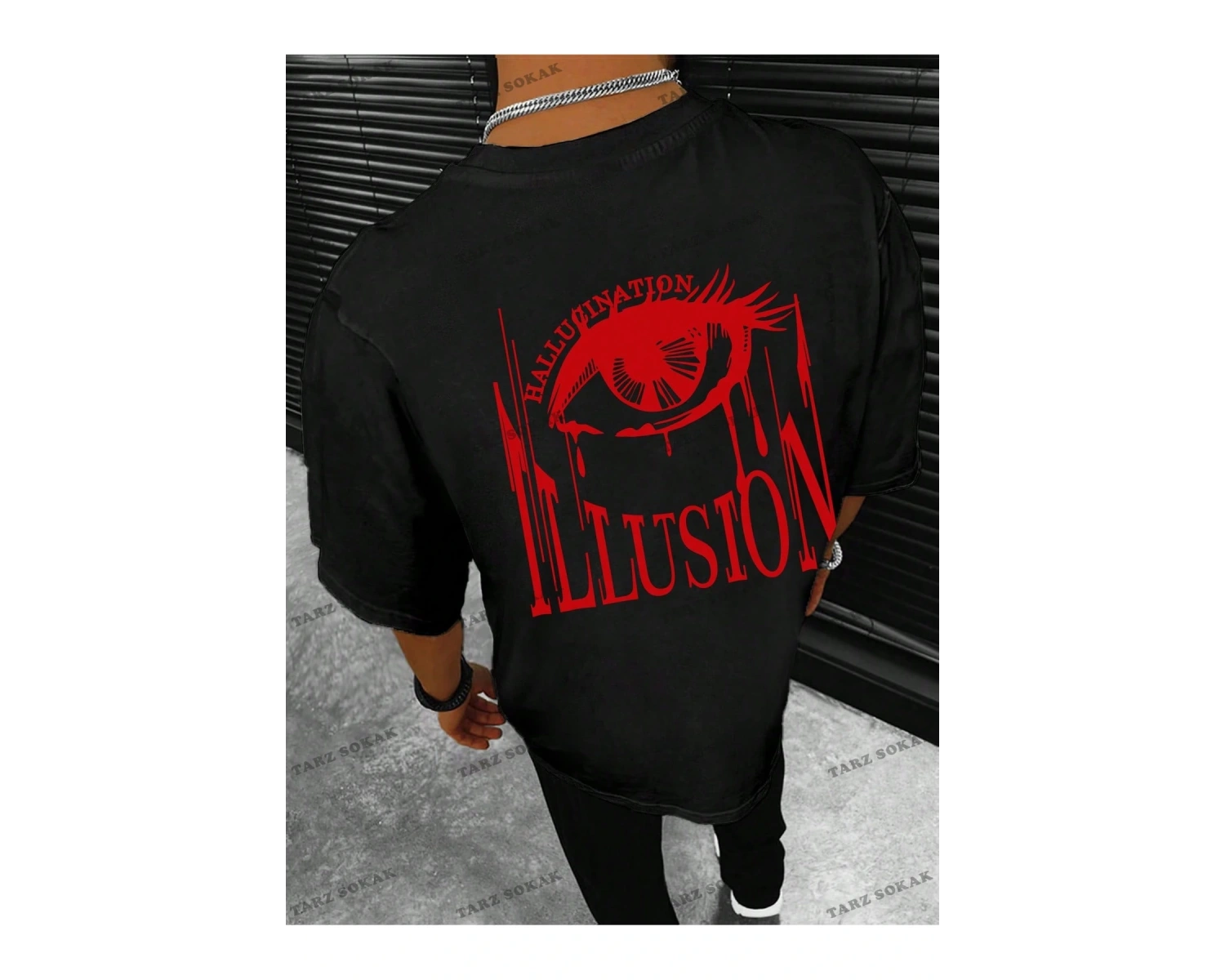 KOD Trend EMRG Erkek Göz ve Harf Grafikli Damla Omuz Tişörtü