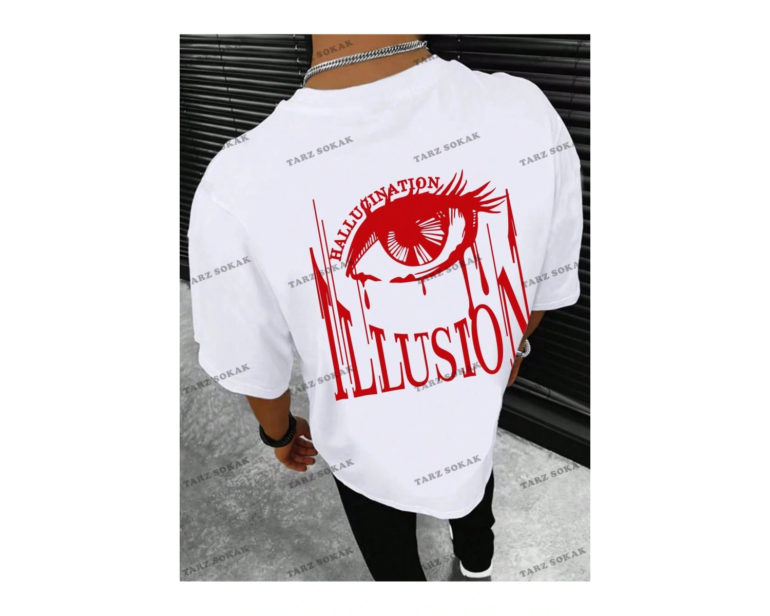 KOD Trend EMRG Erkek Göz ve Harf Grafikli Damla Omuz Tişörtü