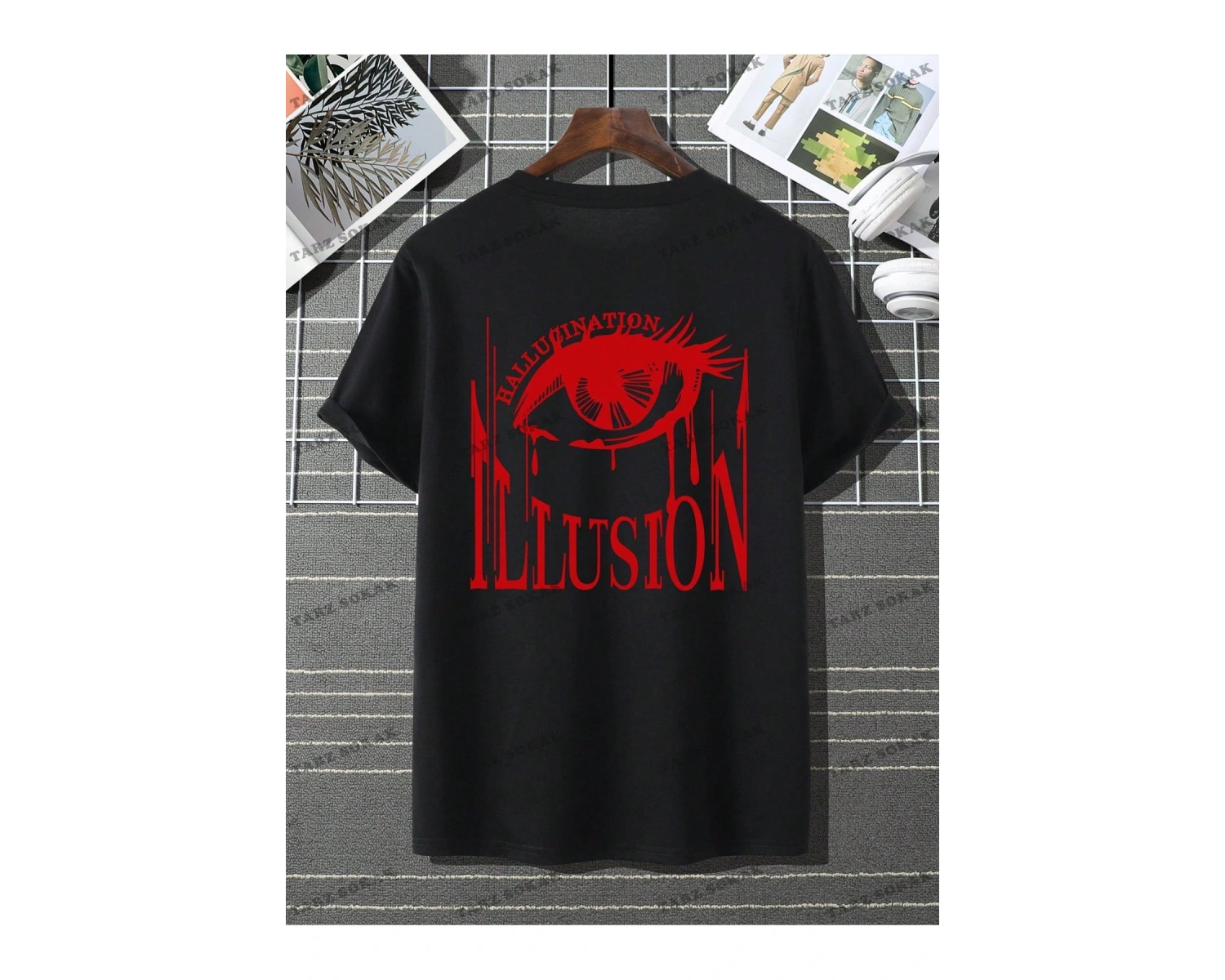 KOD Trend EMRG Erkek Göz ve Harf Grafikli Damla Omuz Tişörtü