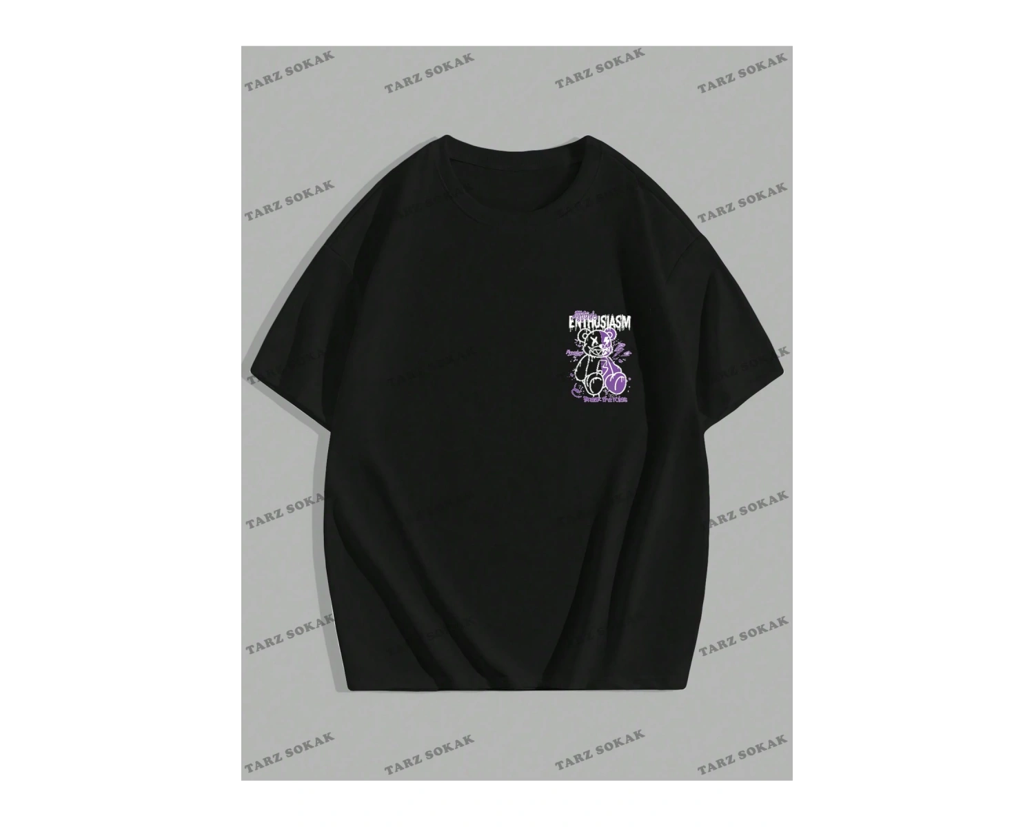 KOD Trend EMRG Erkek Harfli ve Teddy Bear Baskılı Yuvarlak Yaka Tişört