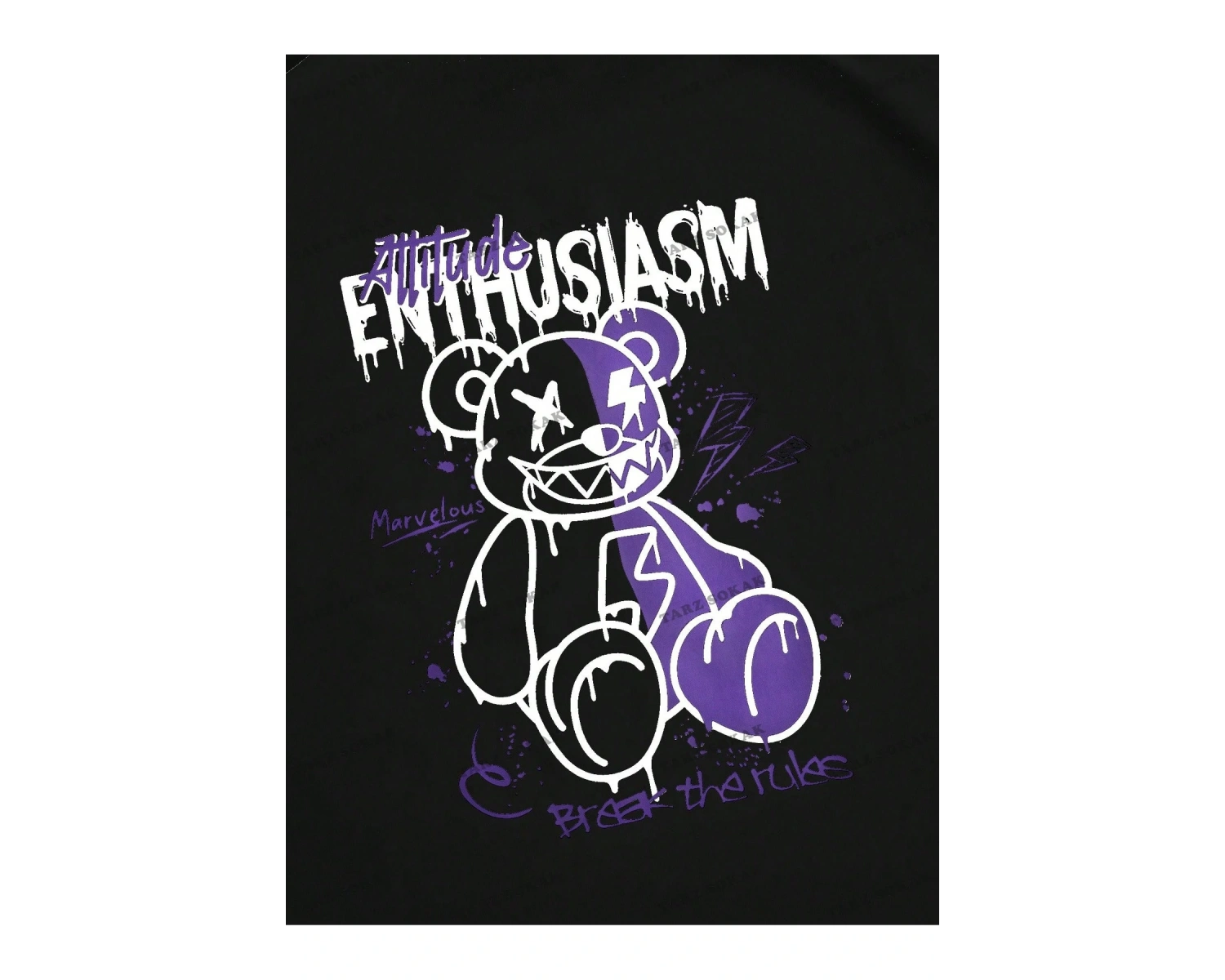 KOD Trend EMRG Erkek Harfli ve Teddy Bear Baskılı Yuvarlak Yaka Tişört