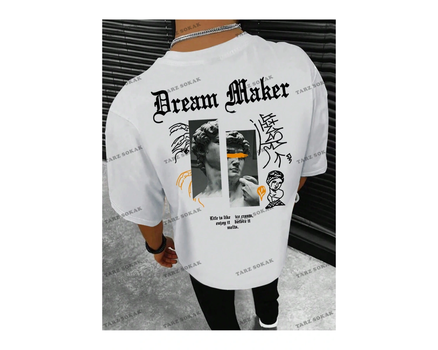 KOD Trend EMRG Erkek Heykel & Slogan Grafikli Tişört