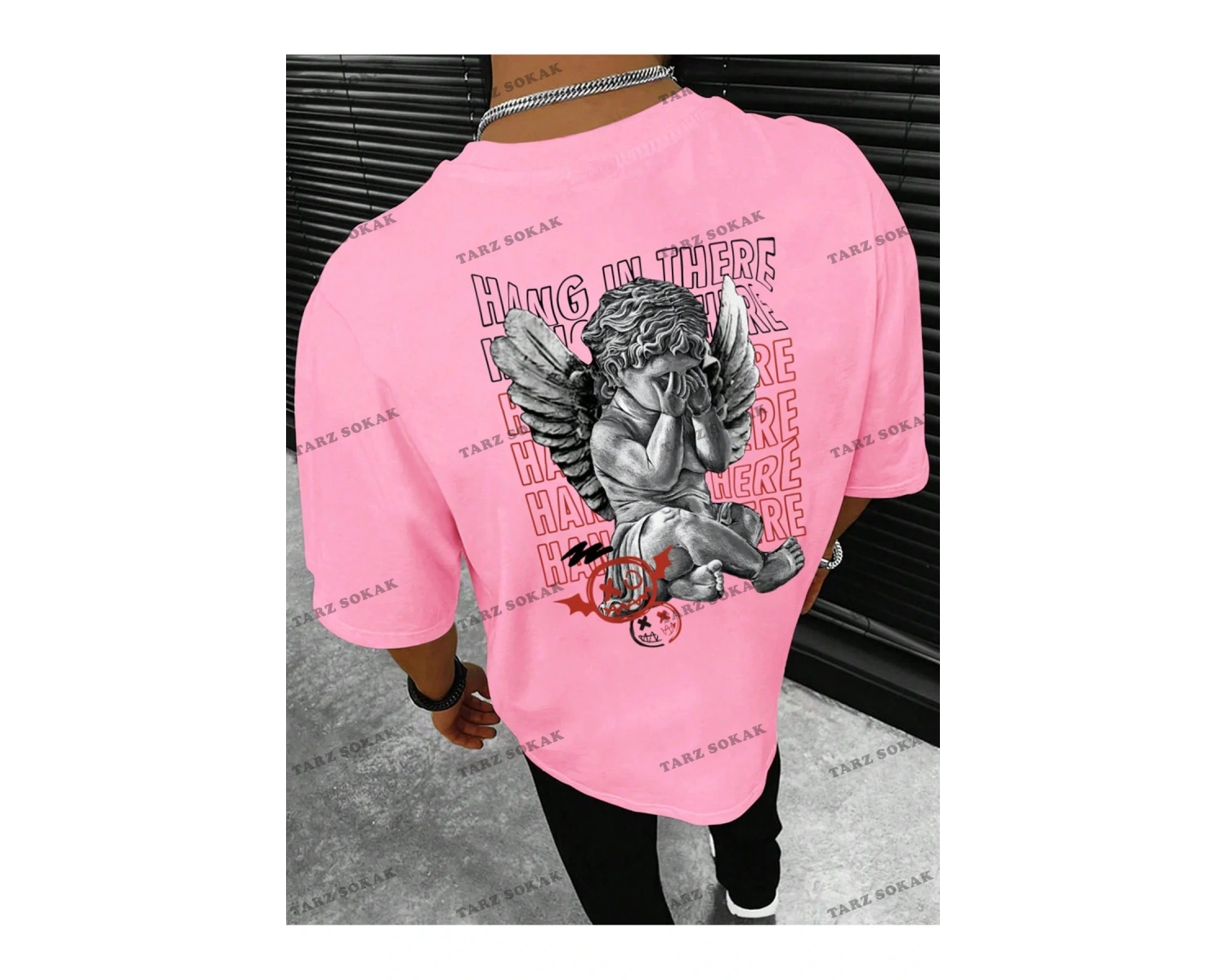 KOD Trend EMRG Erkek Melek ve Mektup Baskılı Tişört