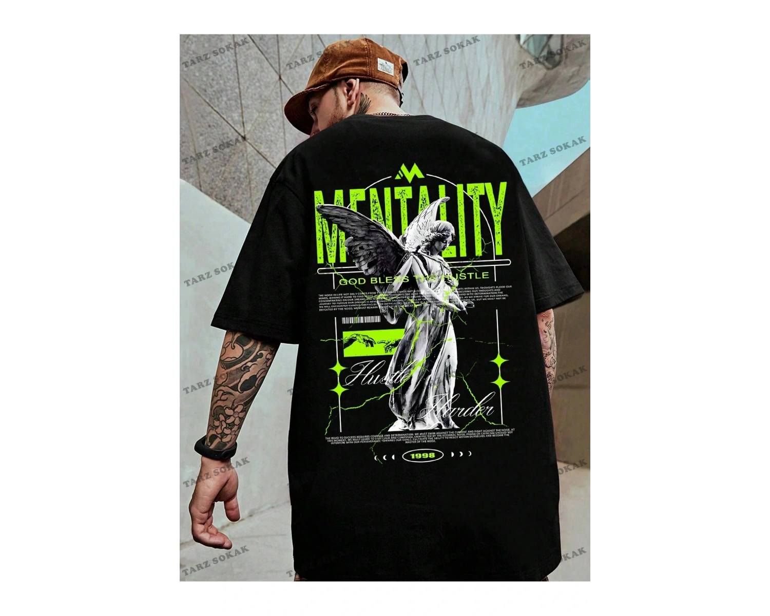 KOD Trend EMRG Erkek Melek Ve Slogan Baskılı Tişört