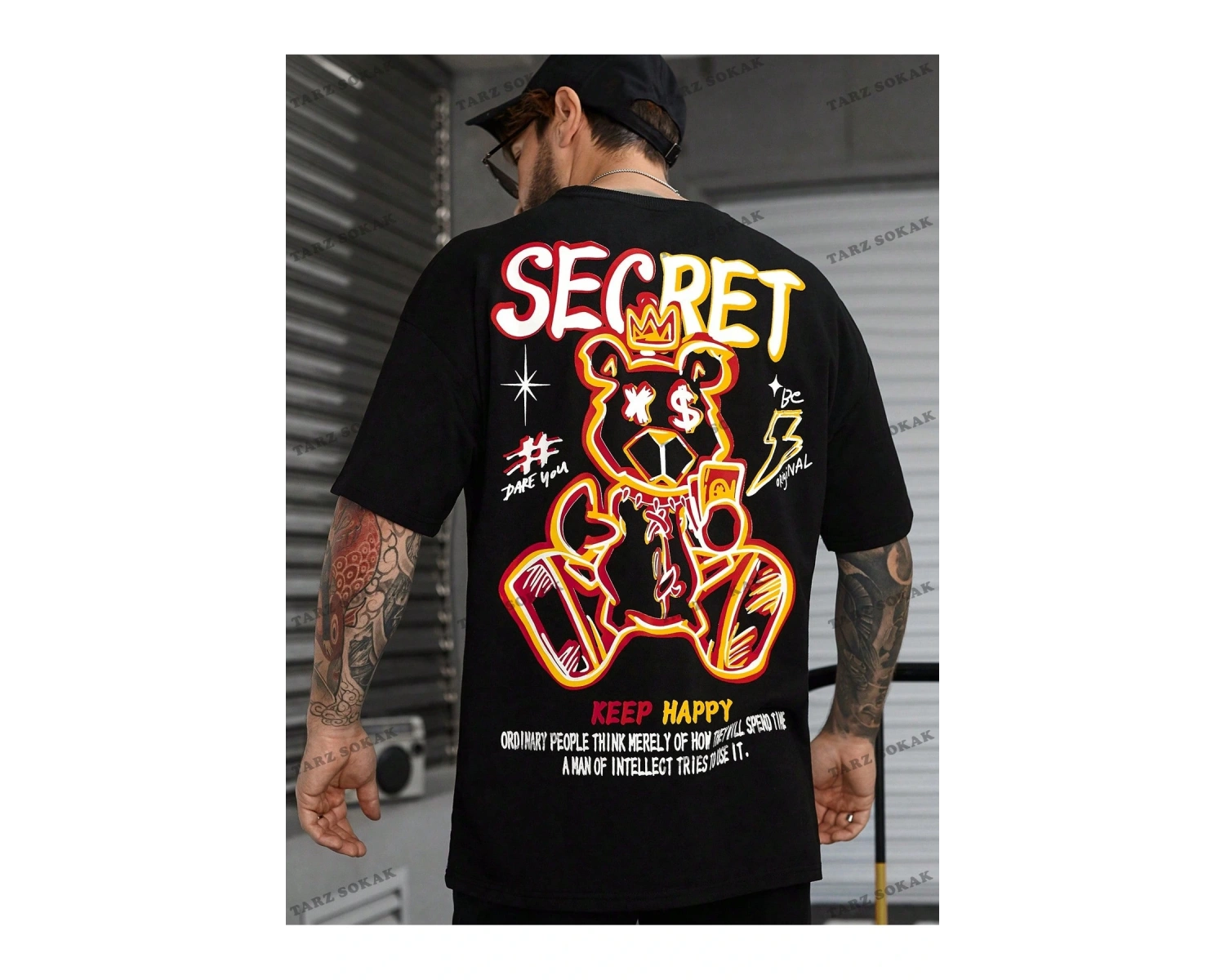 KOD Trend EMRG Erkek Sloganlı ve Karikatür Grafikli Büyük Boy Tişört