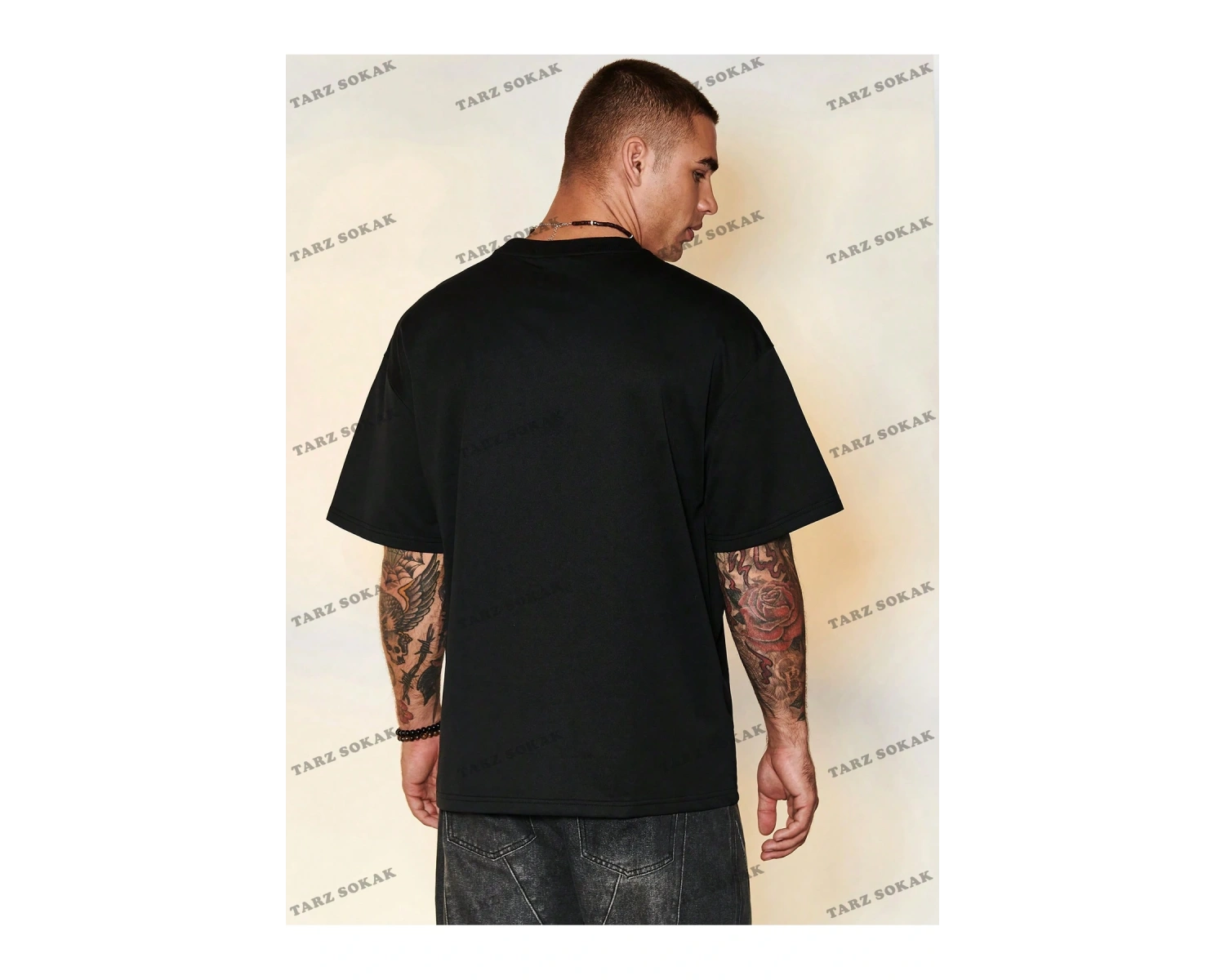 KOD Trend EMRG Loose Fit Erkek Grafik Grafik Düşük Omuz Tişört