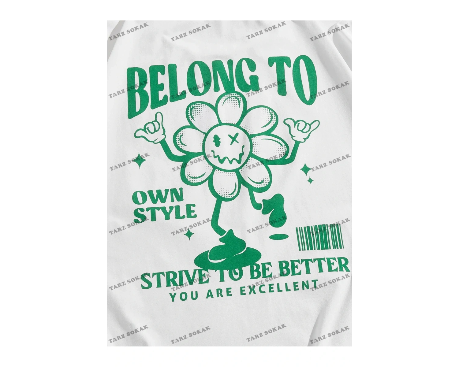 KOD Trend EMRG Yazılı ve Karikatür Grafikli Bol Kesim Erkek Tişörtü