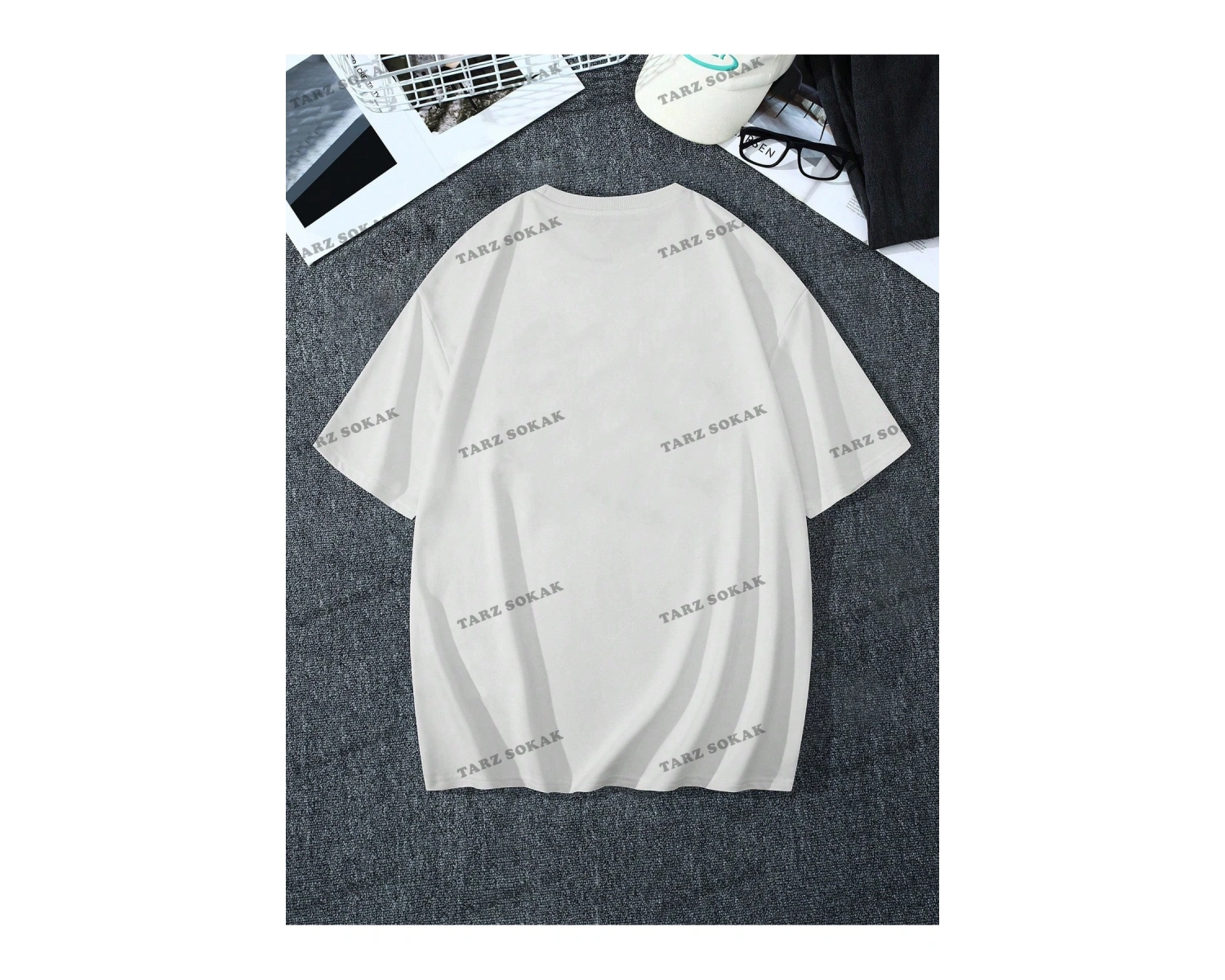 KOD Trend Erkek Baskılı Bol Düşük Omuz Tişört