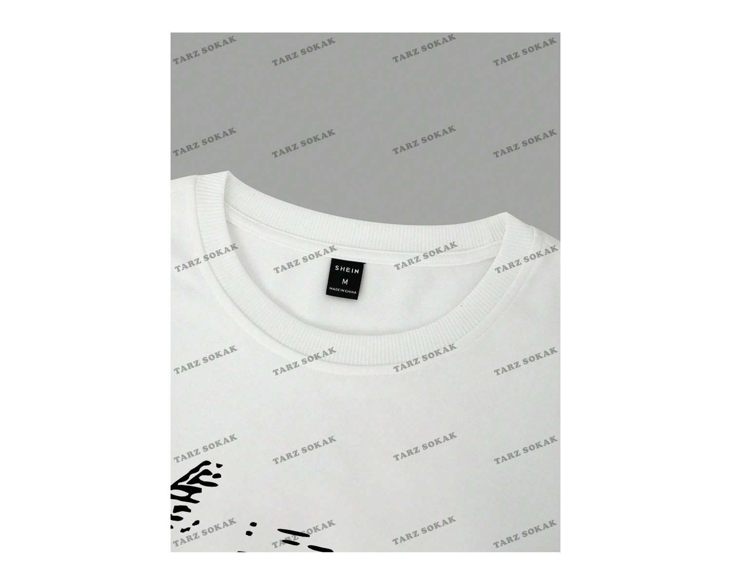 KOD Trend Erkek Baskılı Bol Düşük Omuz Tişört