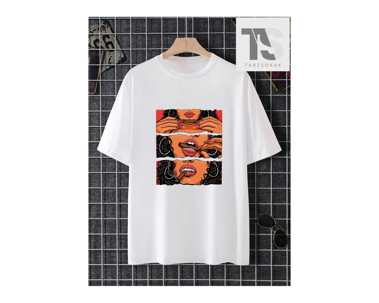 KOD Trend Erkek Beyaz Yuvarlak Yaka Baskılı T-shirt