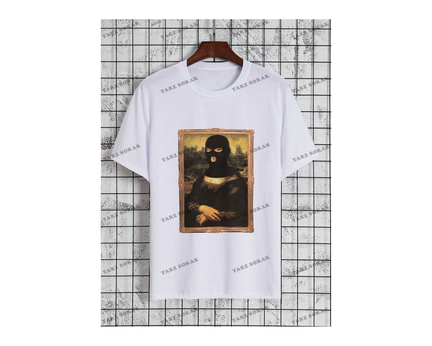 KOD Trend Erkek Büyük Beden Komik Mona Lisa Baskılı T-Shirt