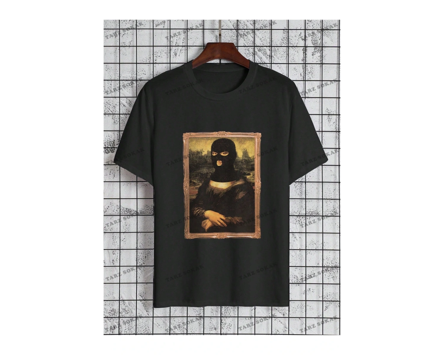 KOD Trend Erkek Büyük Beden Komik Mona Lisa Baskılı T-Shirt