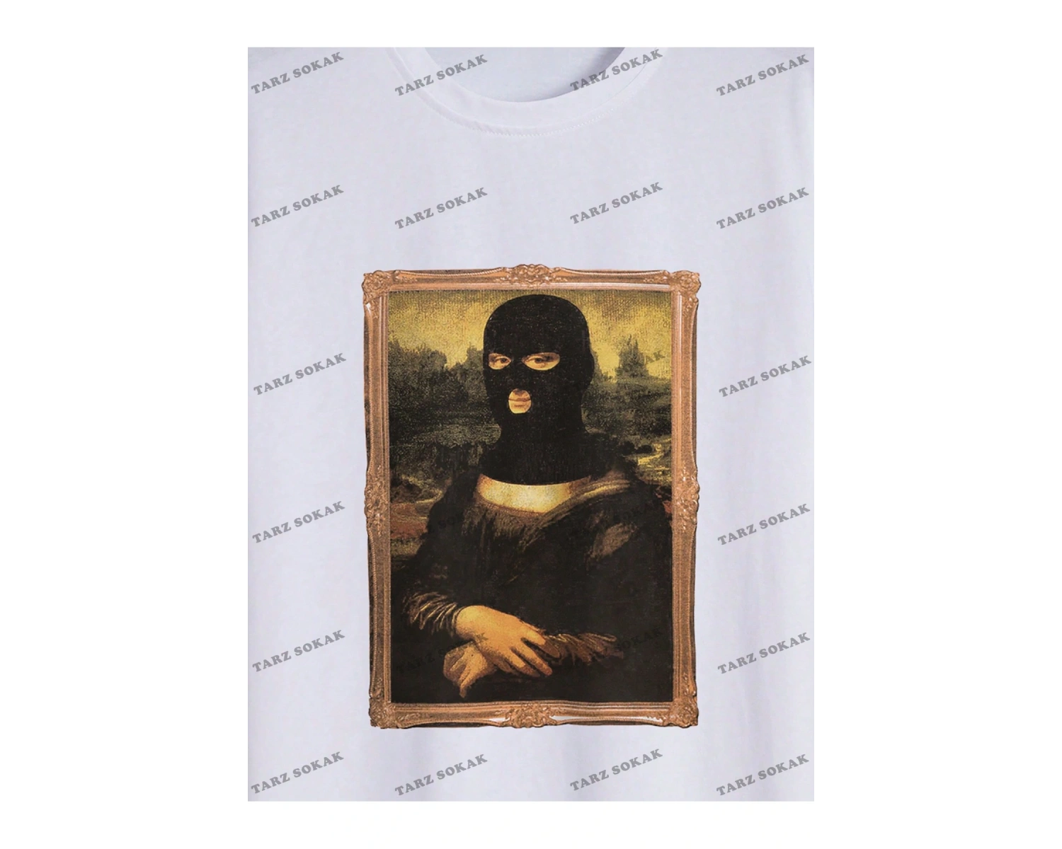 KOD Trend Erkek Büyük Beden Komik Mona Lisa Baskılı T-Shirt