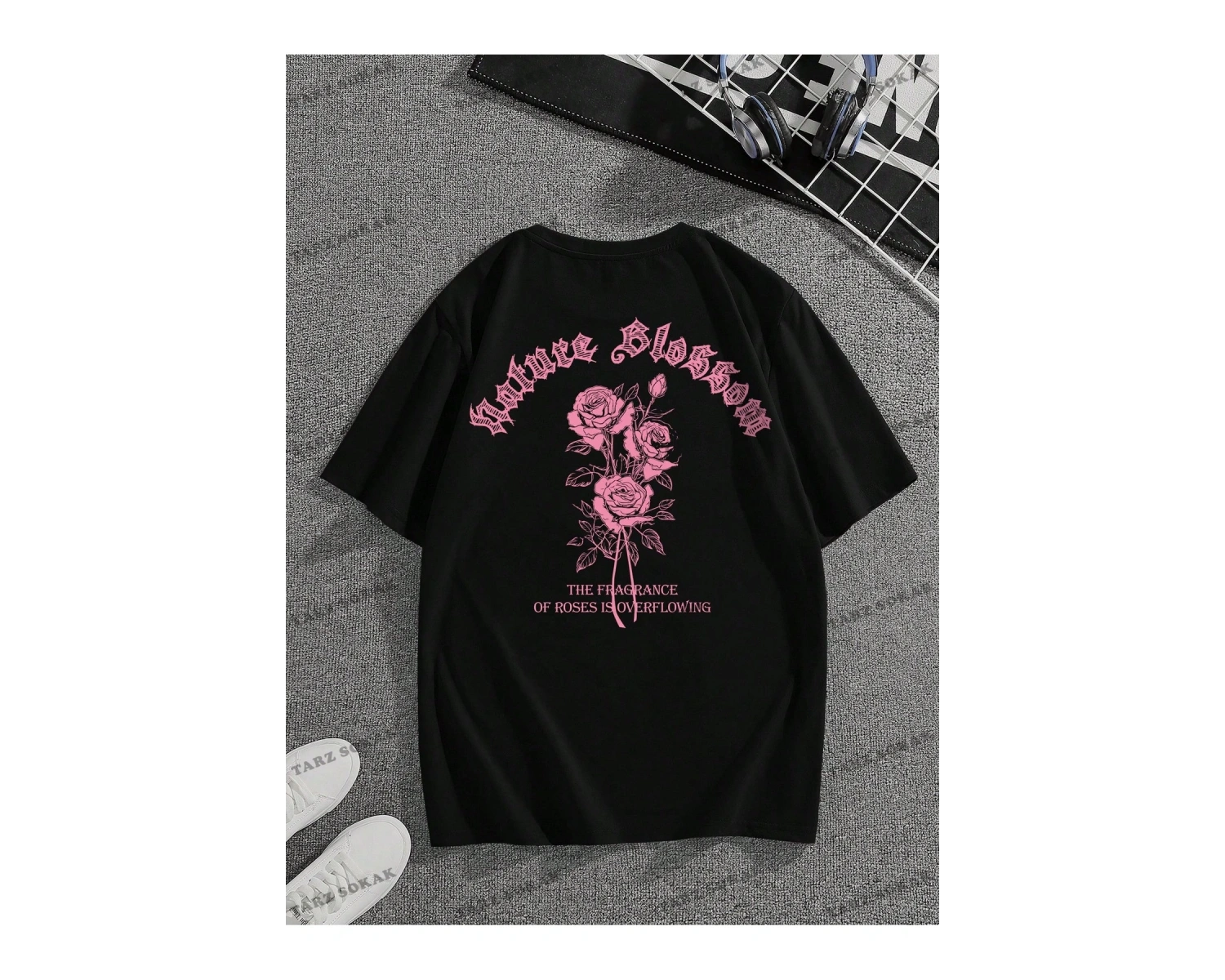 KOD Trend Erkek Çiçek & Slogan Grafikli Tişört