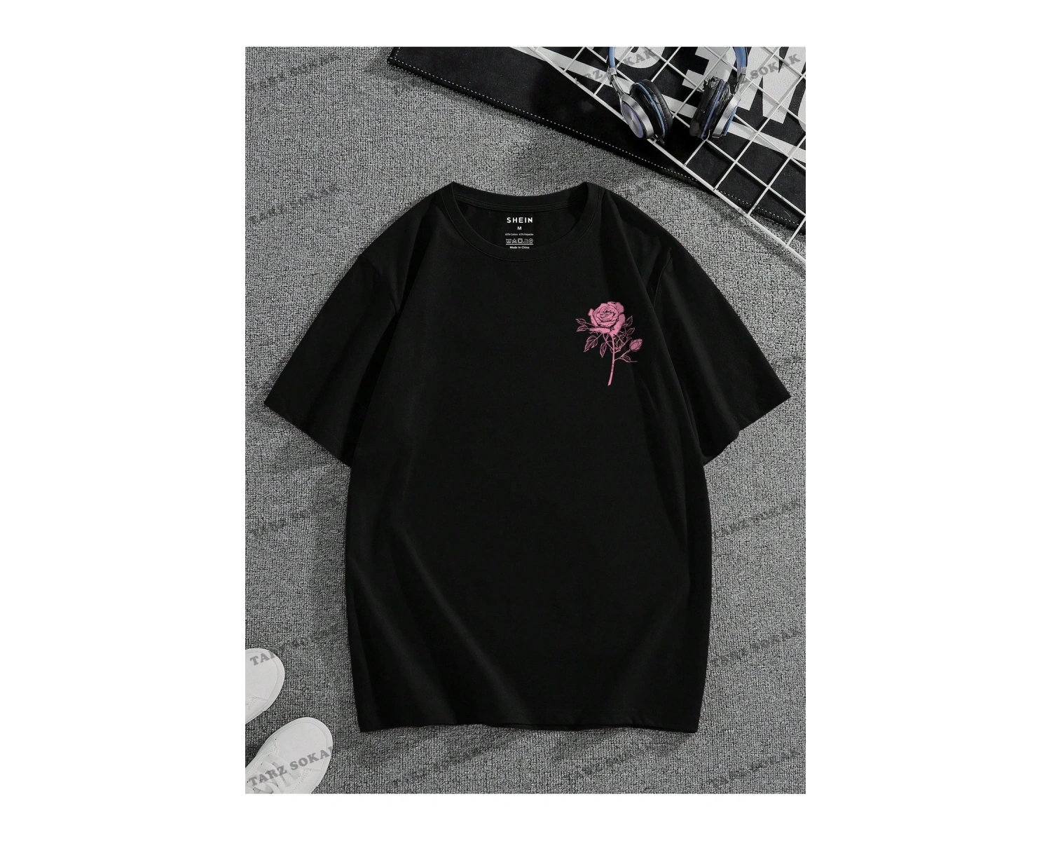 KOD Trend Erkek Çiçek & Slogan Grafikli Tişört