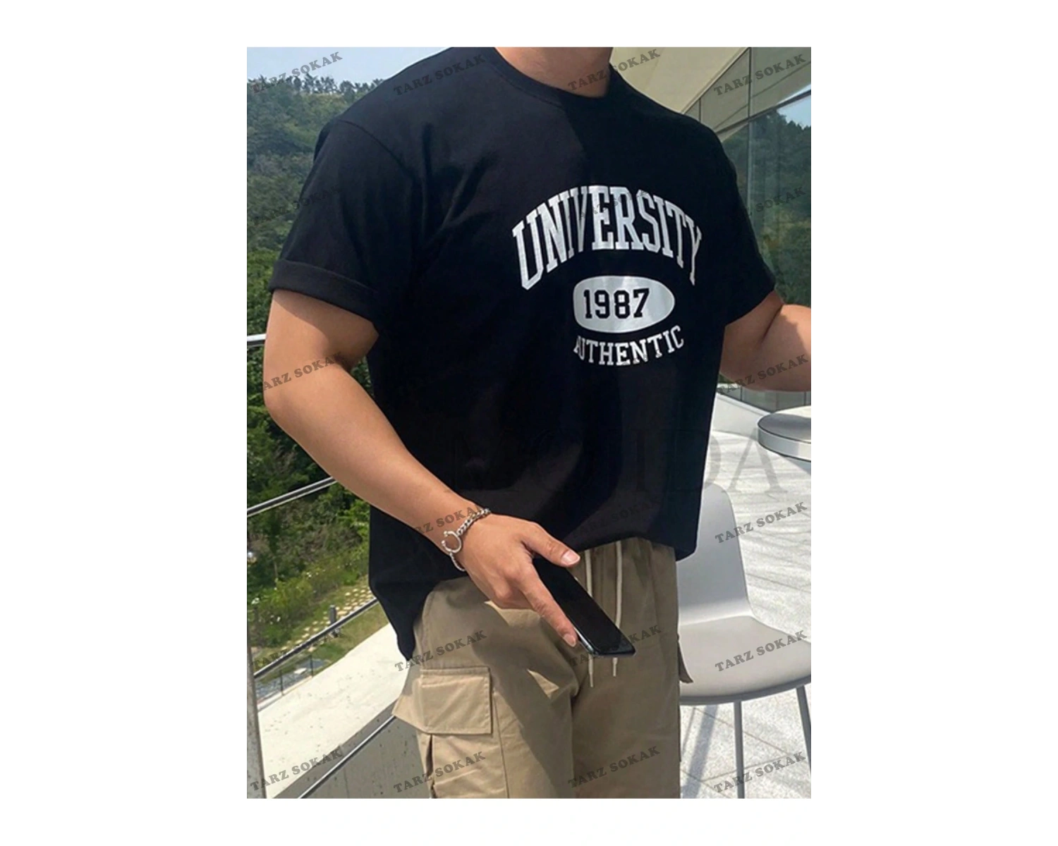 KOD Trend Erkek Harfli Grafik Tişört