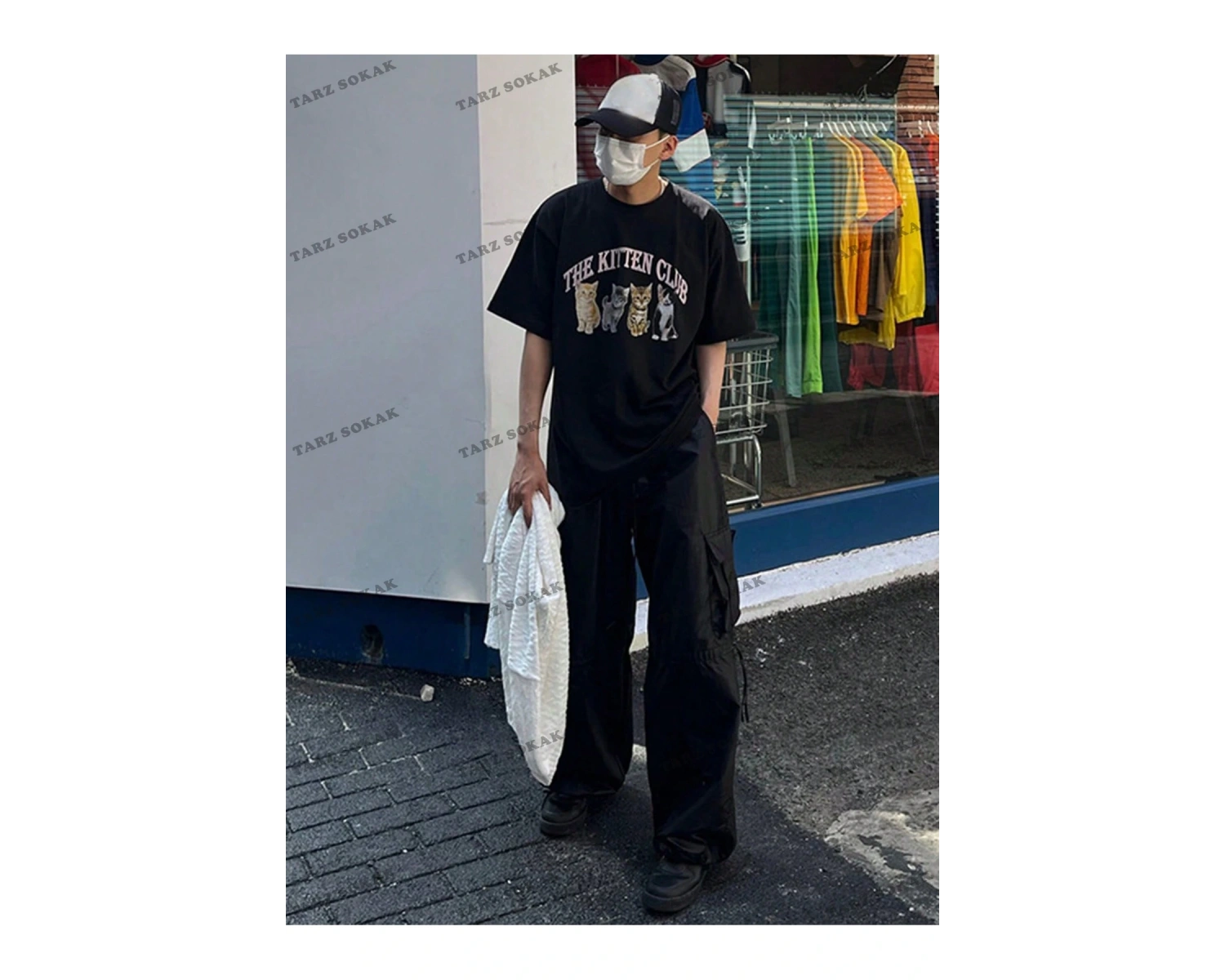 KOD Trend Erkek Kedi & Harf Grafikli Tişört