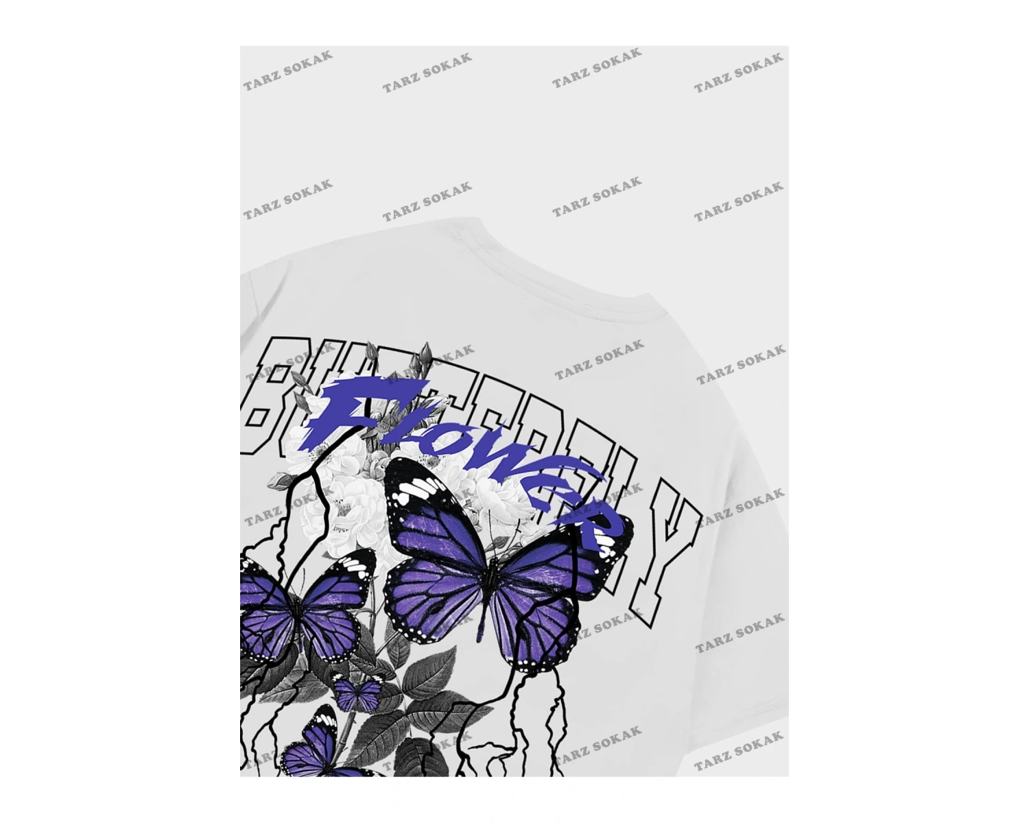 KOD Trend Erkek Kelebek & Çiçek Grafikli Tişört