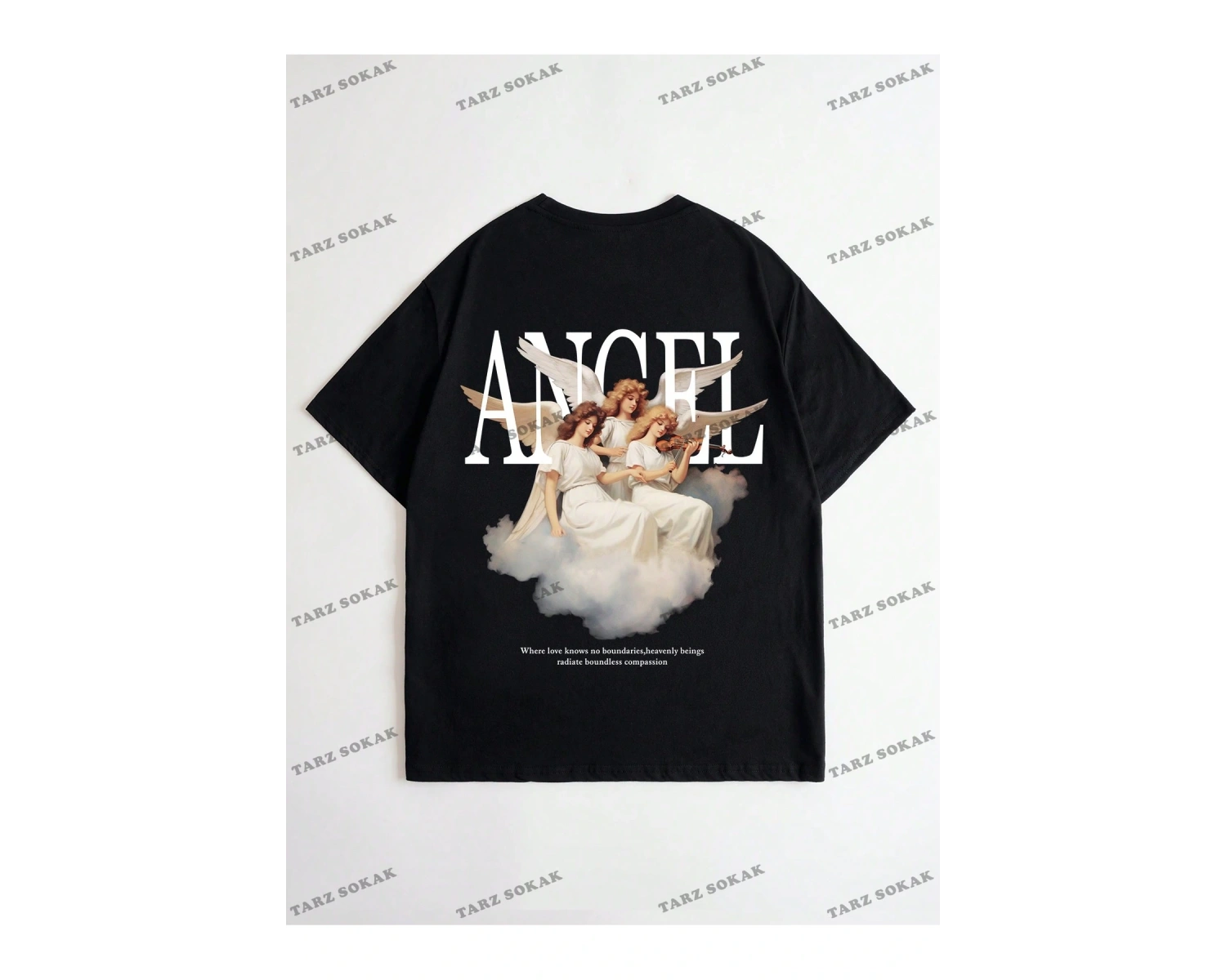 KOD Trend Erkek Sloganlı ve Melek Baskılı Tişört