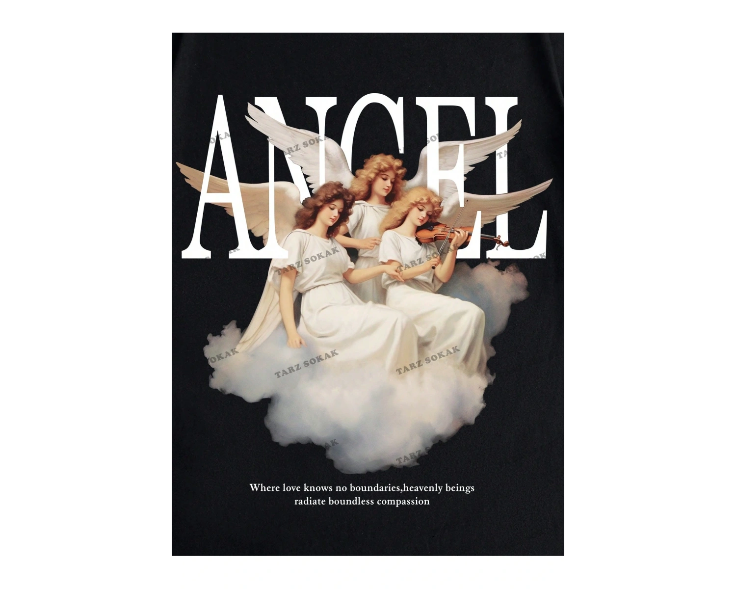 KOD Trend Erkek Sloganlı ve Melek Baskılı Tişört