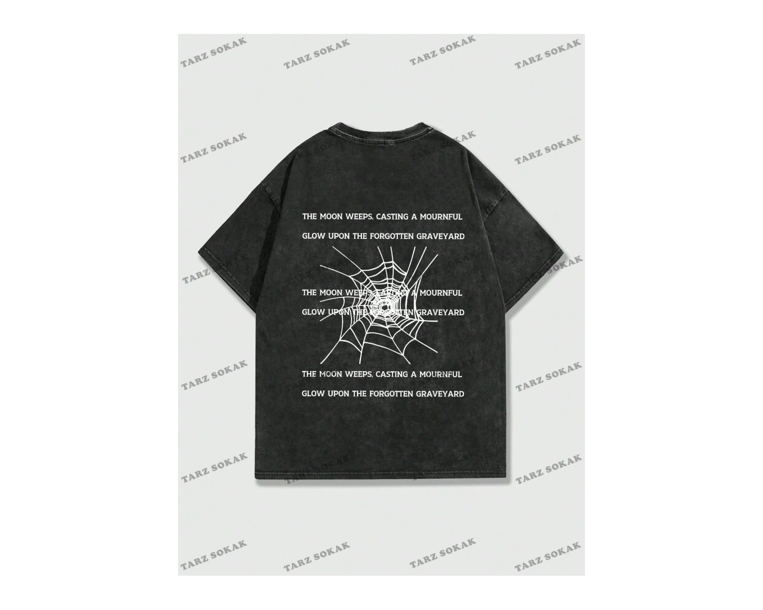 KOD Trend Grunge Punk Erkek Örümcek Mektup Grafikli Tişört