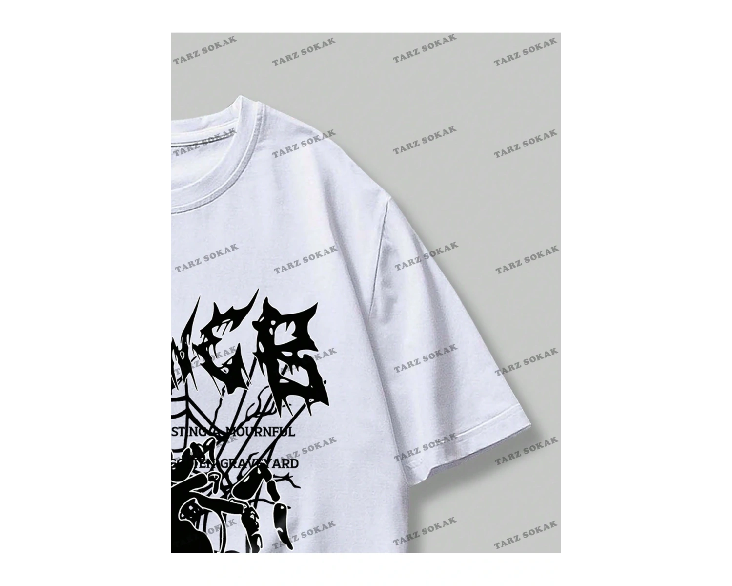 KOD Trend Grunge Punk Erkek Örümcek Mektup Grafikli Tişört