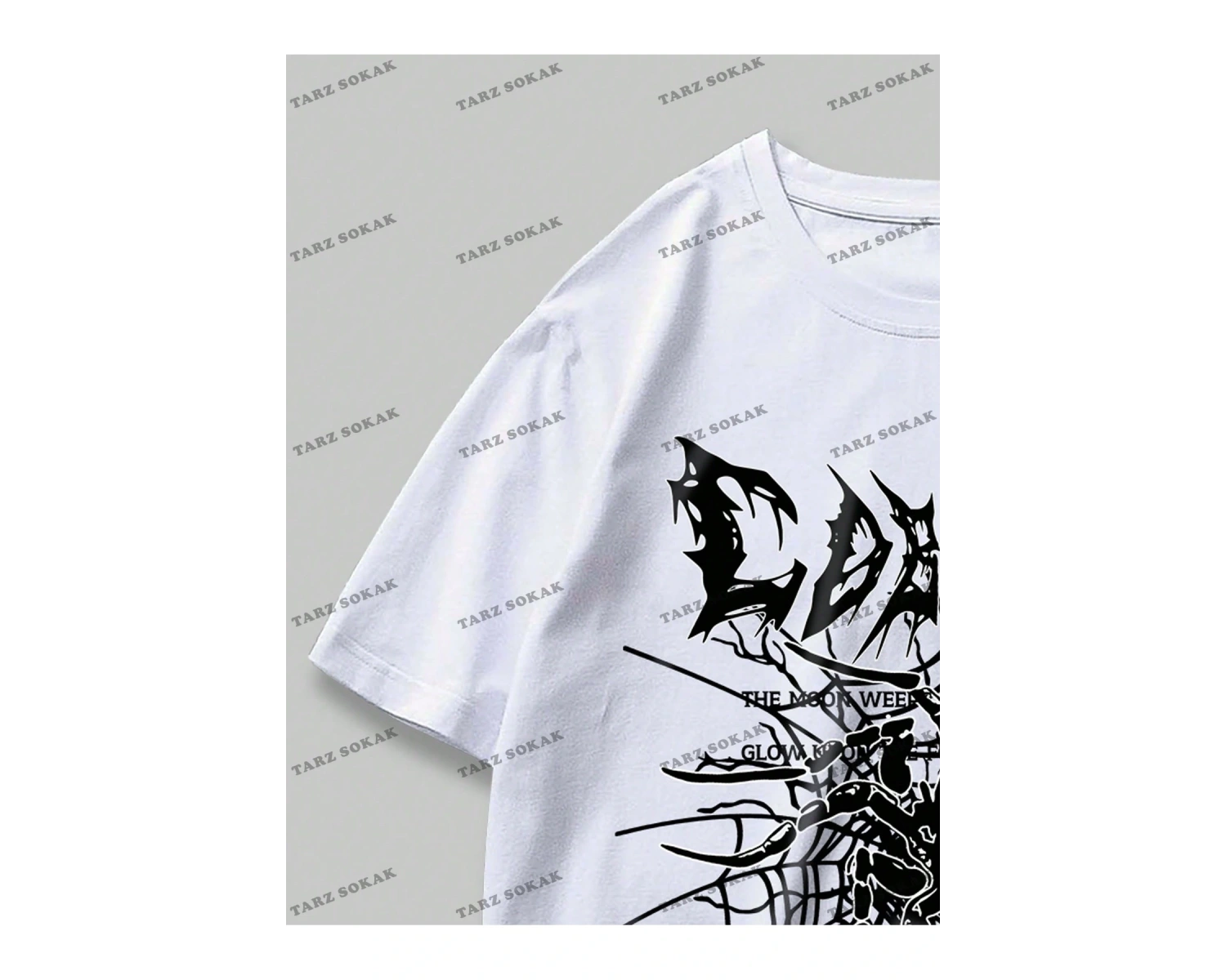 KOD Trend Grunge Punk Erkek Örümcek Mektup Grafikli Tişört